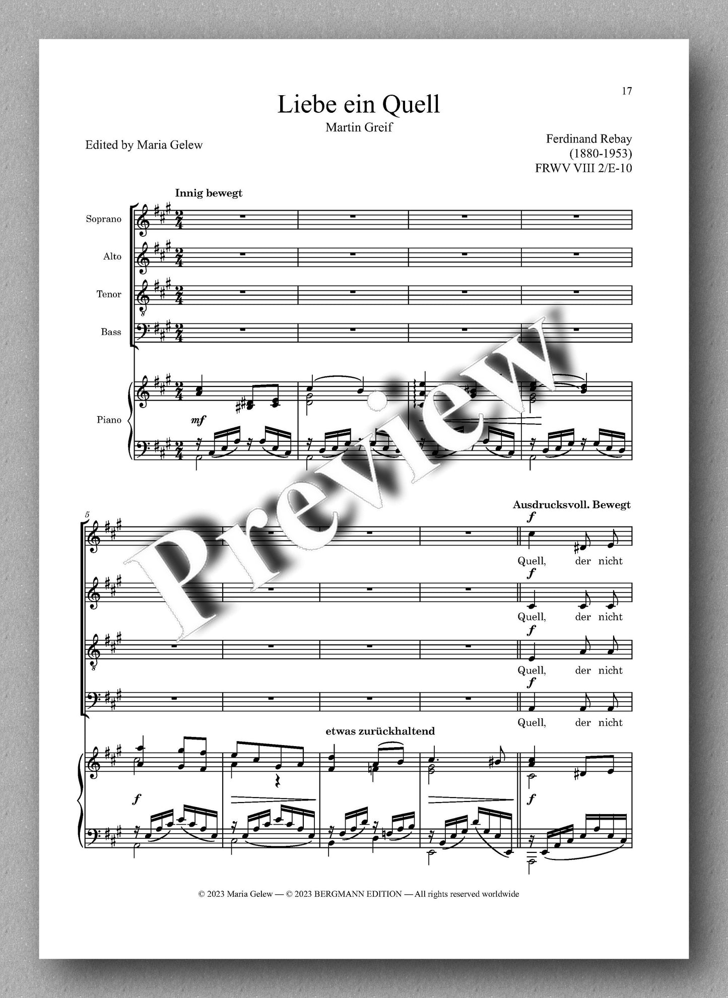 Ferdinand Rebay, Drei Quartette - preview of the music score 3