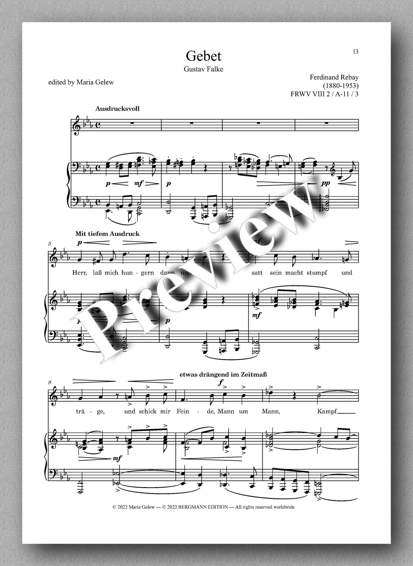 Ferdinand Rebay, Lieder nach Gedichten von Gustav Falke - preview of the music score 2
