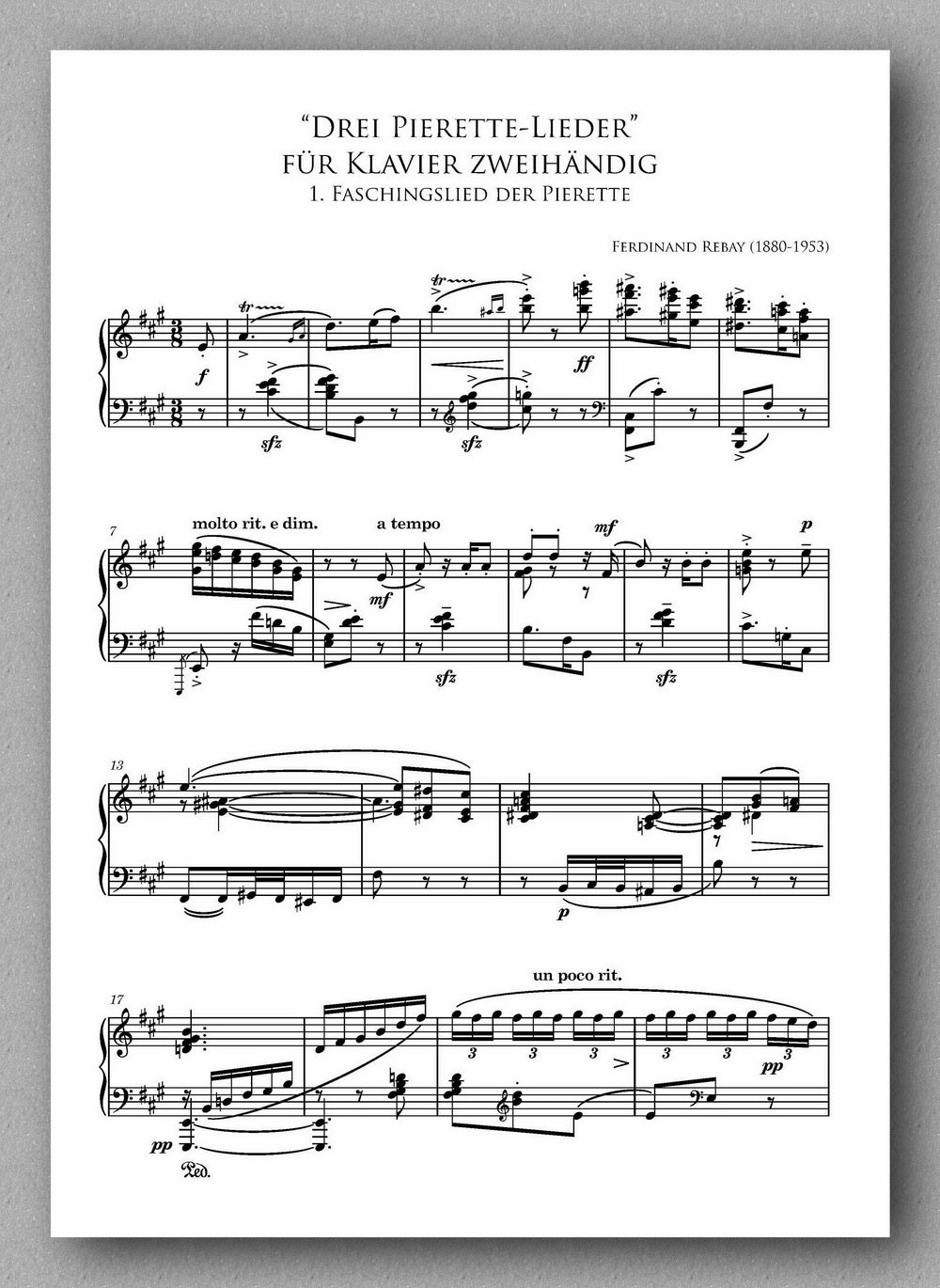 Rebay, Klavier no. 2, 'Drei Pierette-Lieder' für Klavier zweihändig