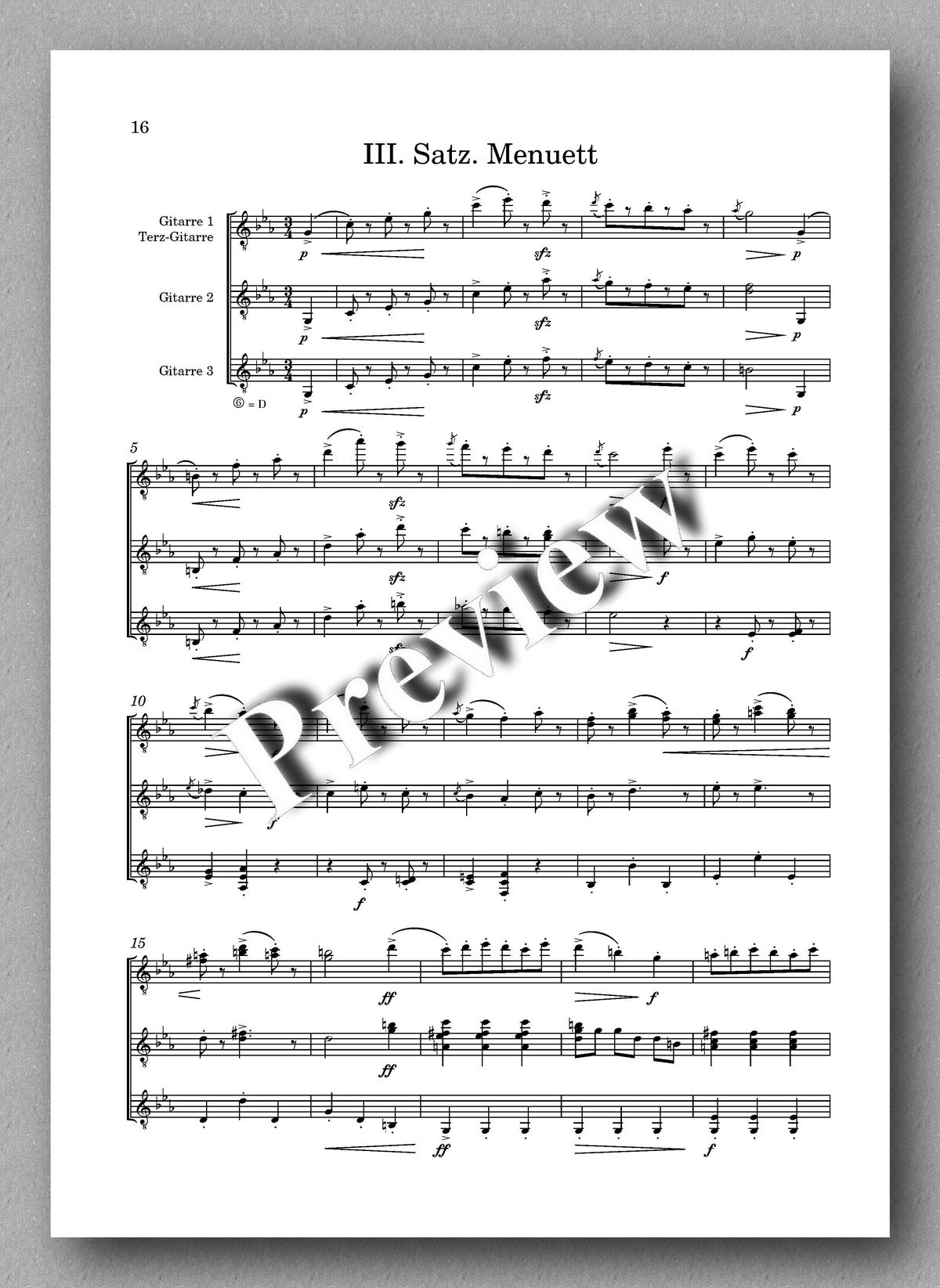 Trio in four movements for guitar trio by Ferdinand Rebay - music score 3