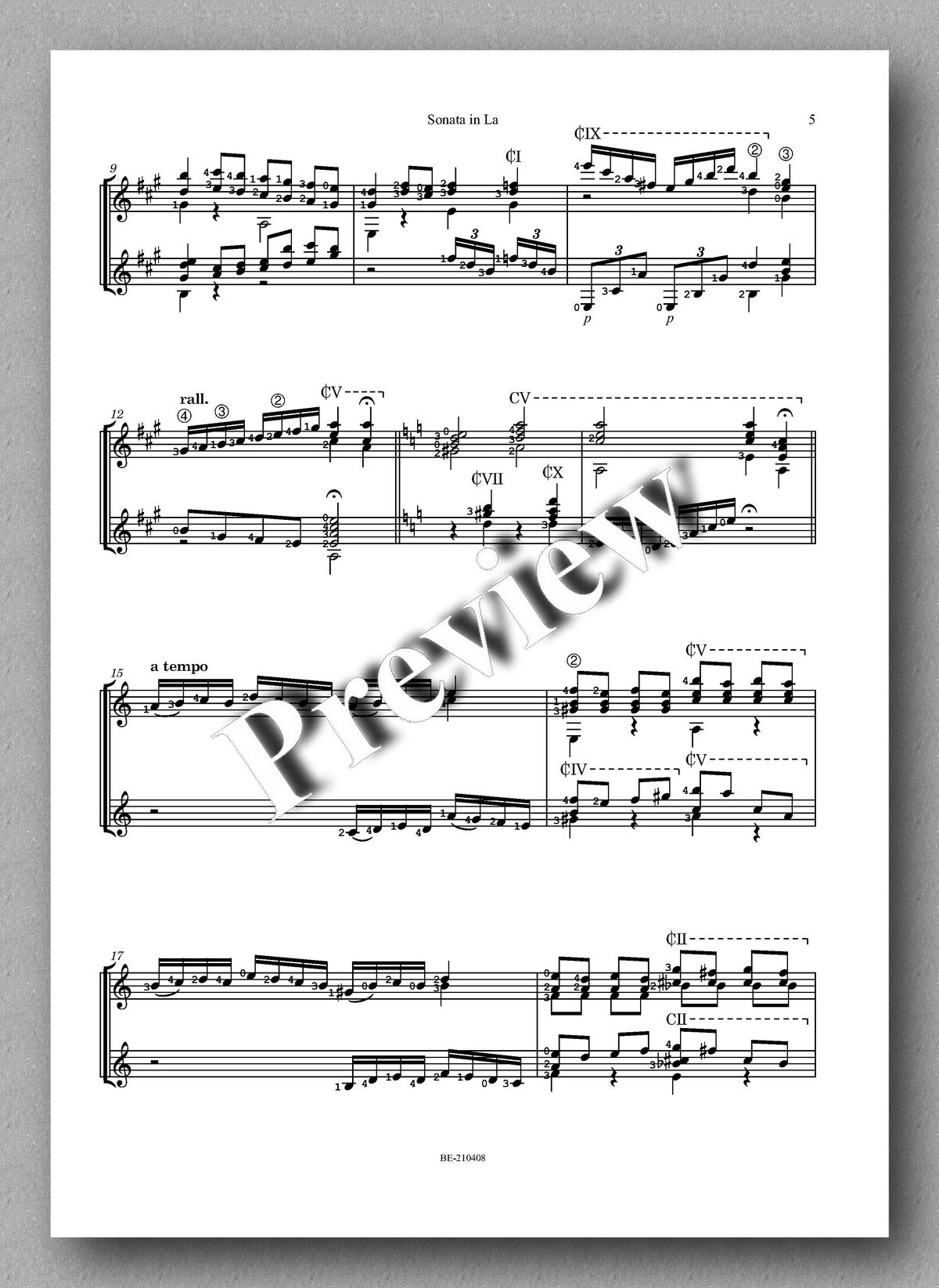 Rossi, Sonata in La - music score 2
