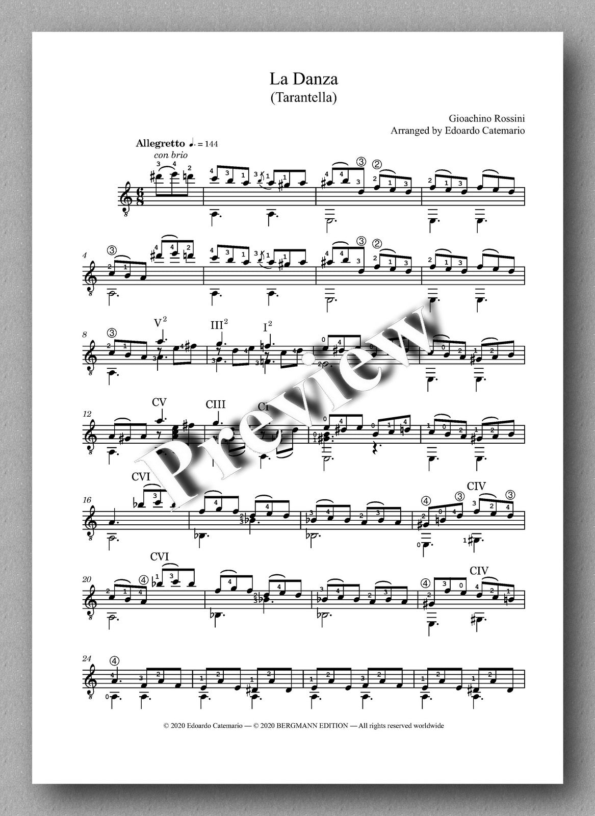 Gioachino Rossini, La Danza - preview of the music score 1
