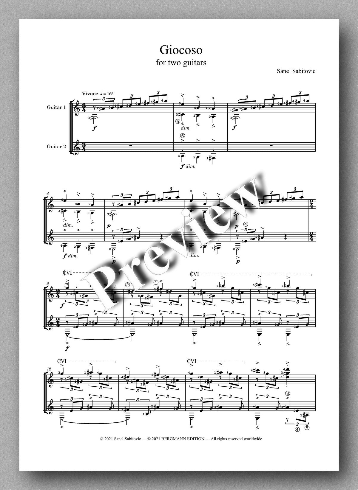 Sanel Sabitovic, Giocoso - music score 1