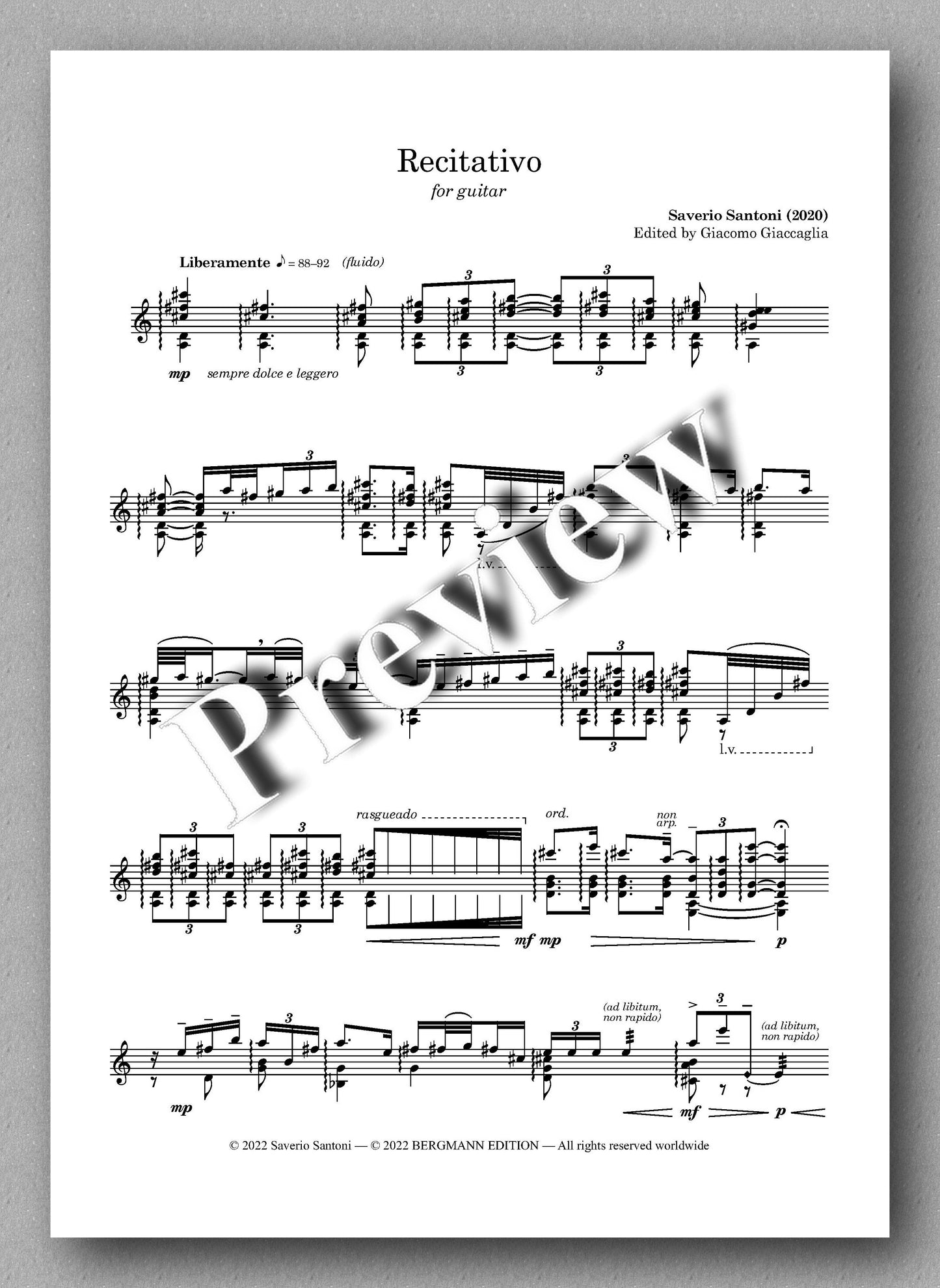 Santoni, Ricitativo - music score 1