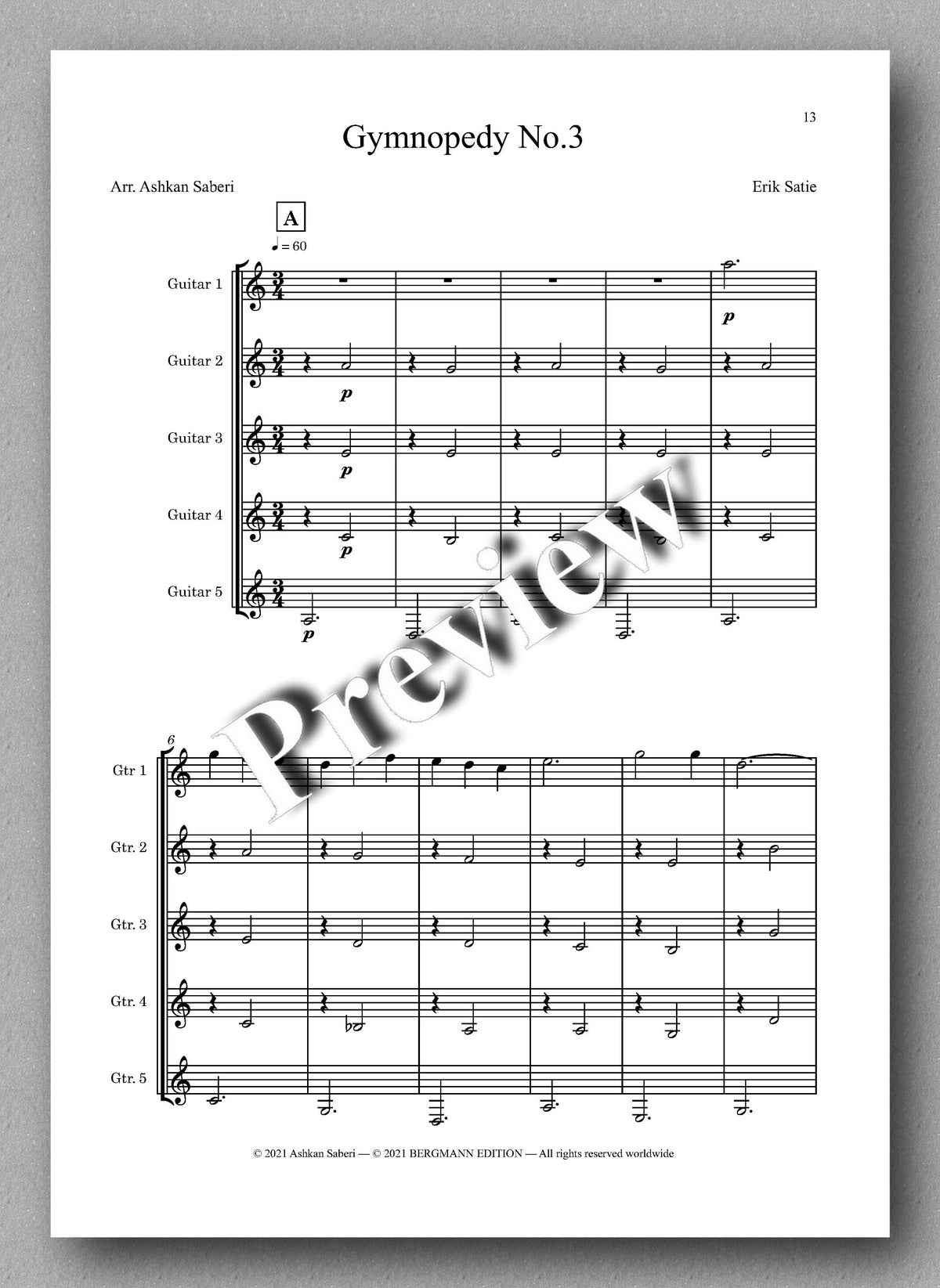 Erik Satie, Gymnopedy No.1 and No. 3 - music score 2