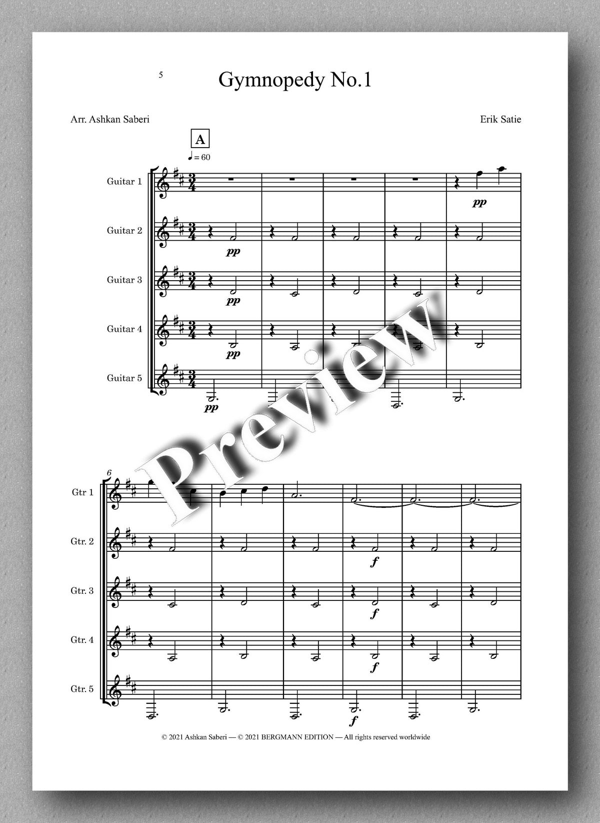 Erik Satie, Gymnopedy No.1 and No. 3 - music score 1