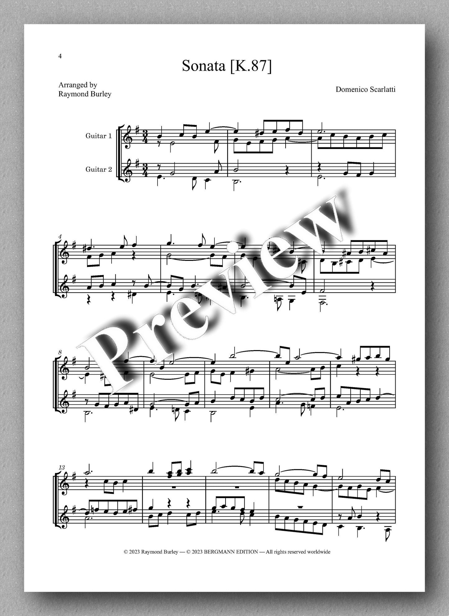 Domenico Scarlatti, Sonata K.87 - preview of the music score 1