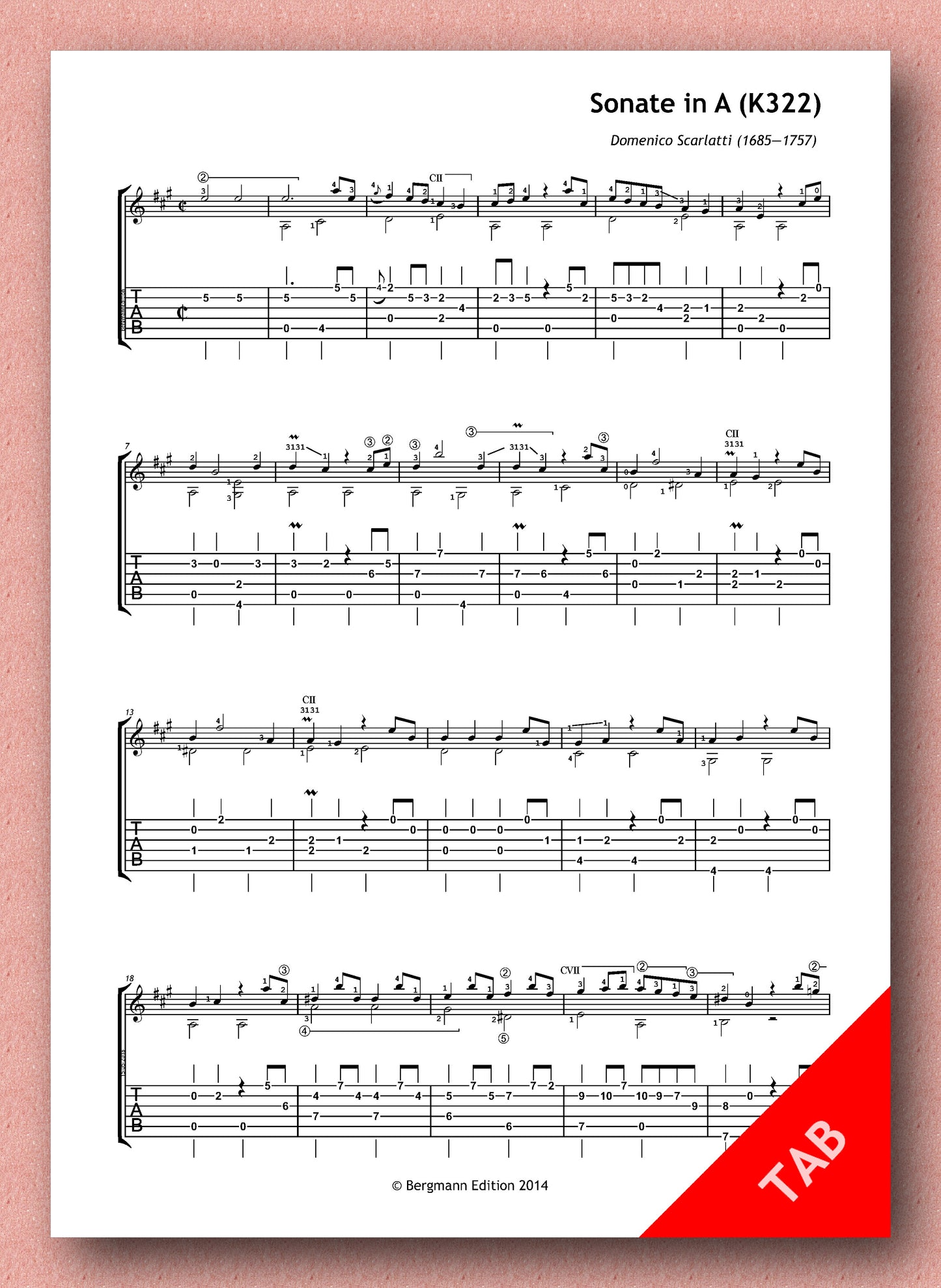 Scarlatti K 322, Sonate in A (pdf)