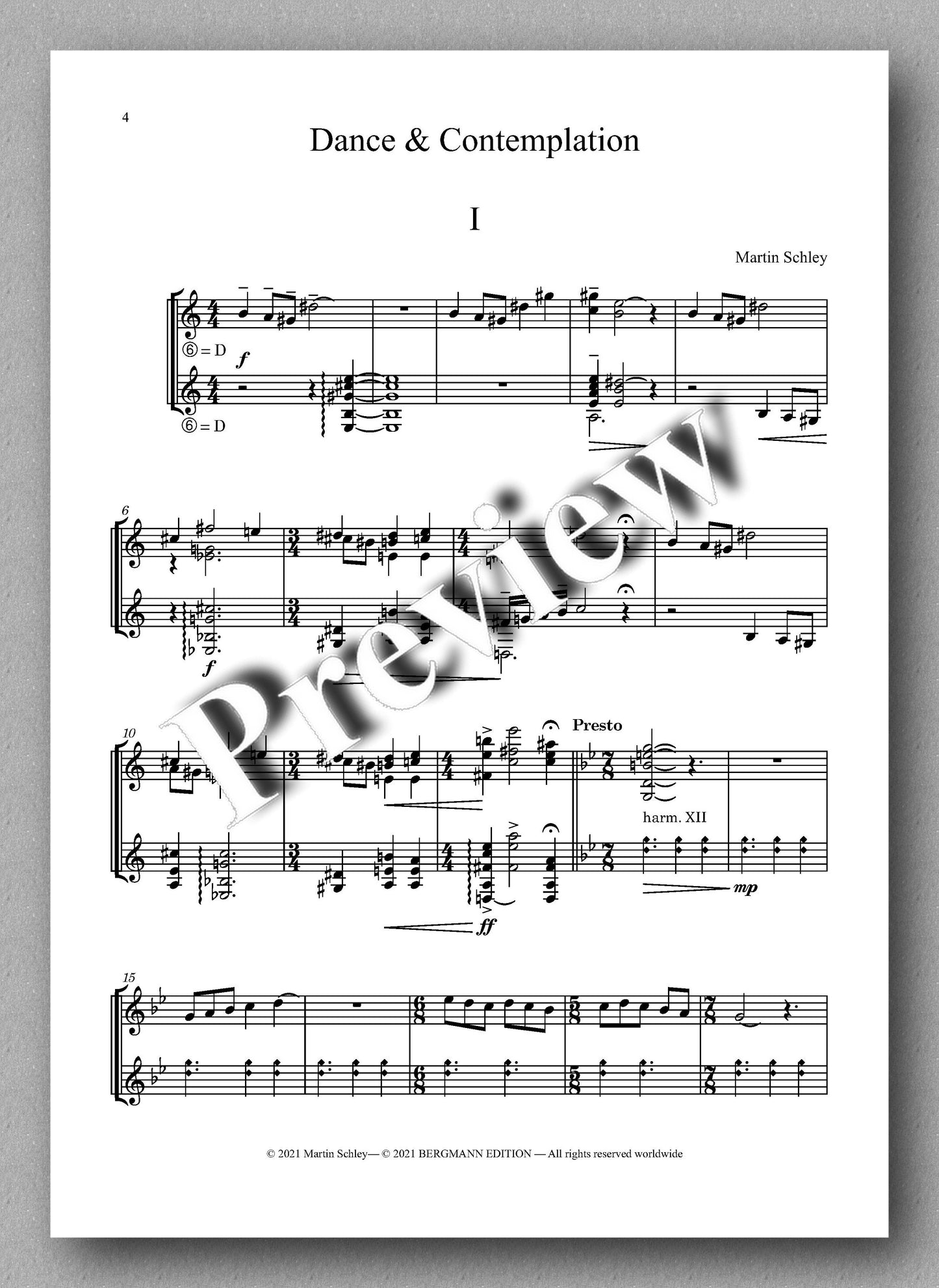 Schley, Dance & Contemplation - music score 1