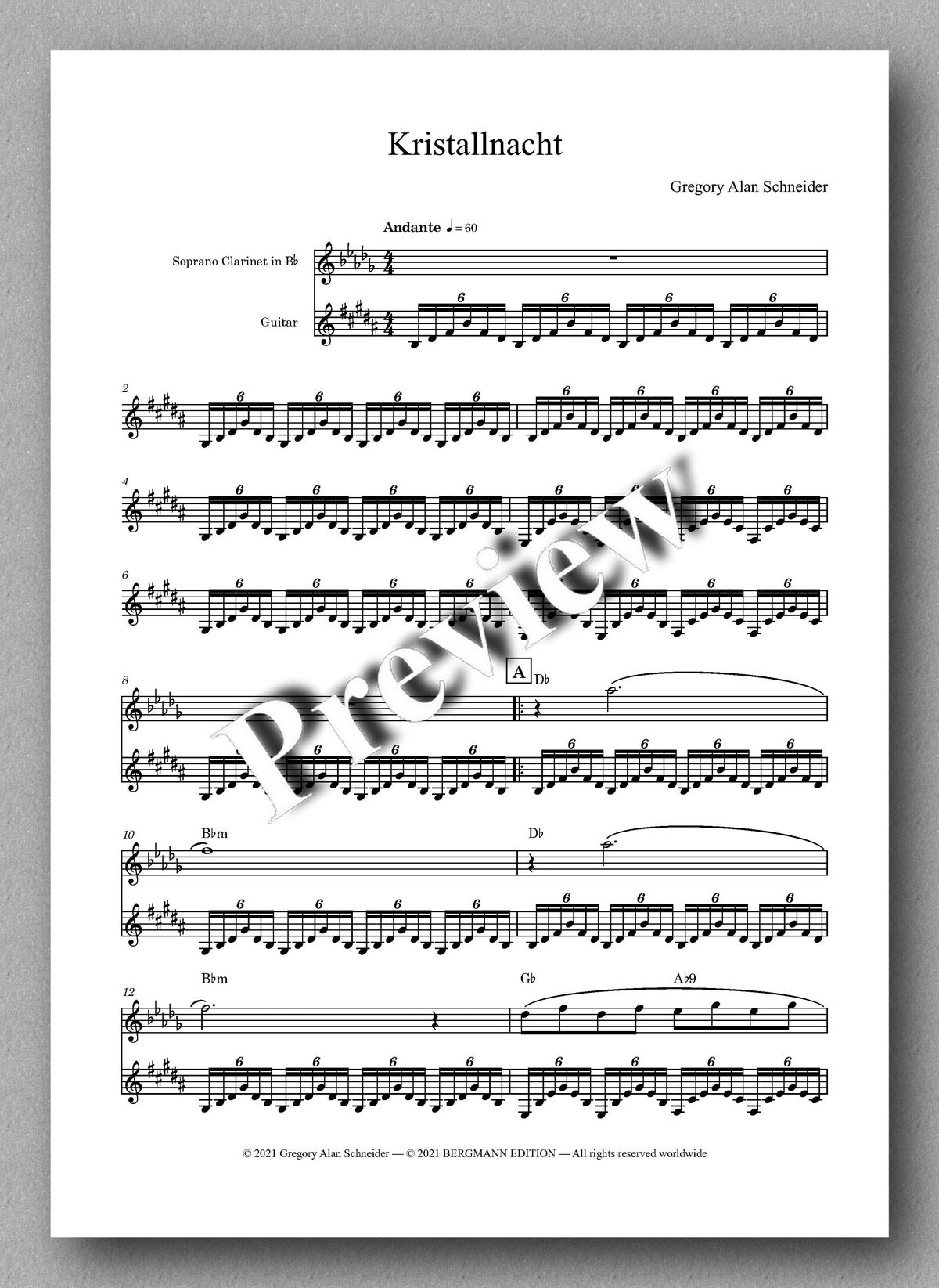 Kristallnacht by Gregory Alan Schneider - music score