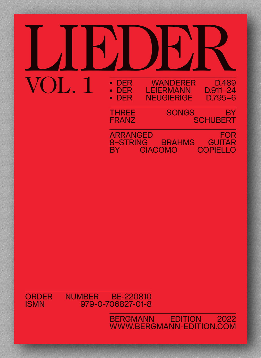 Lieder vol. 1, by Franz Schubert - preview of the cover