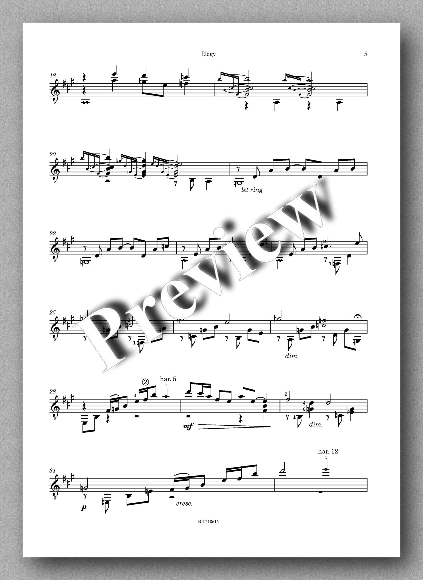 Skinger, Elegy - music score 2