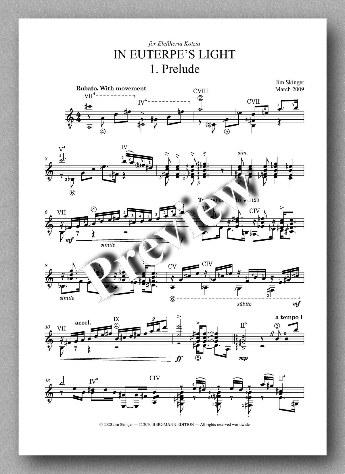 Jim Skinger, In Euterpe’s Light - preview of the music score 1