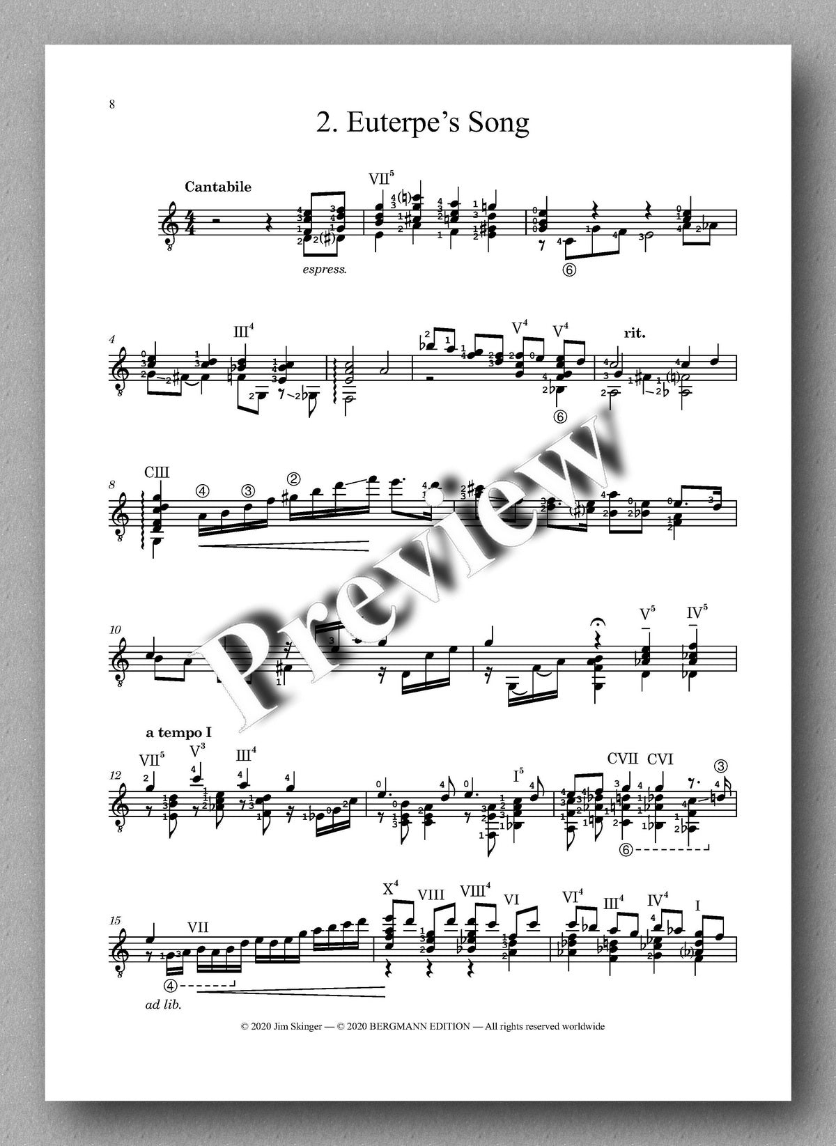 Jim Skinger, In Euterpe’s Light - preview of the music score 2