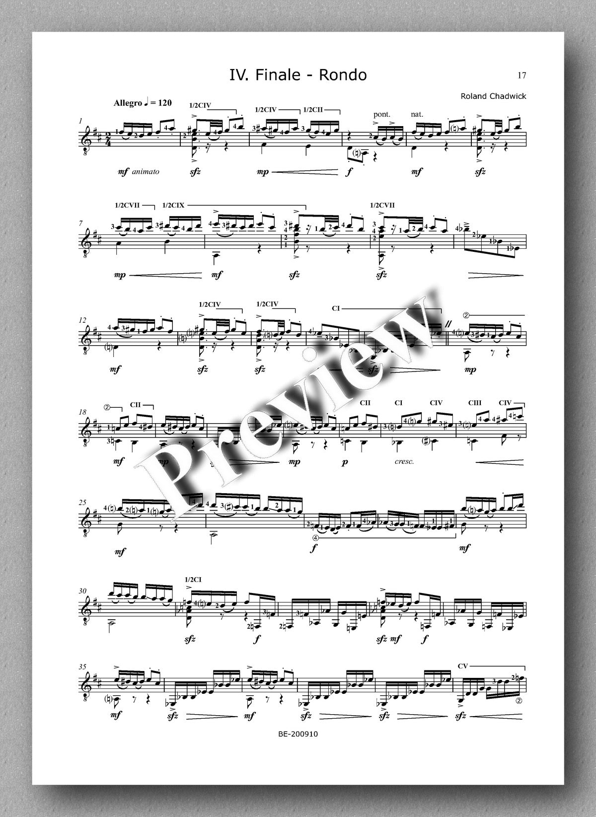 Roland Chadwick, Sonata in D - preview of the music score 4