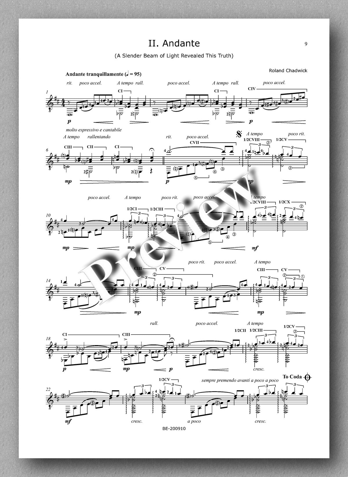 Roland Chadwick, Sonata in D - preview of the music score 2