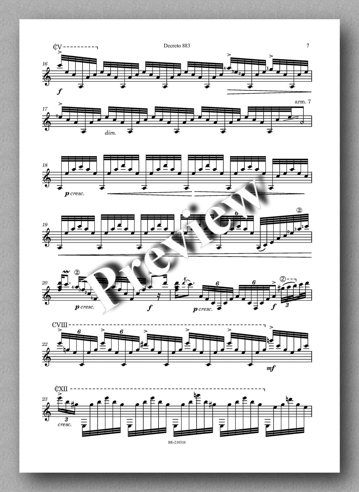 Terán, Decreto 883 - music score 2