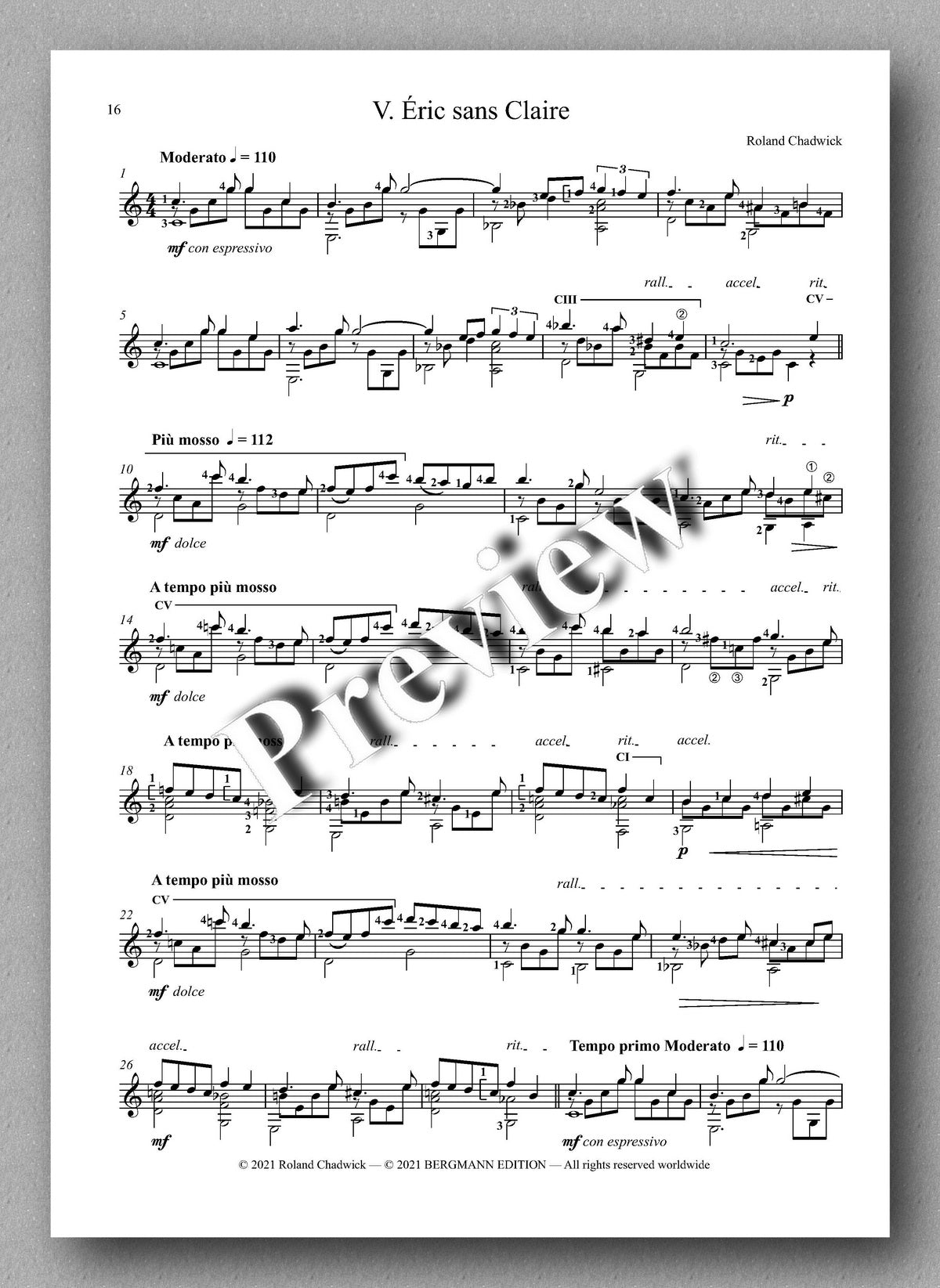 Chadwick, The Palm Court Romantics - music score 5