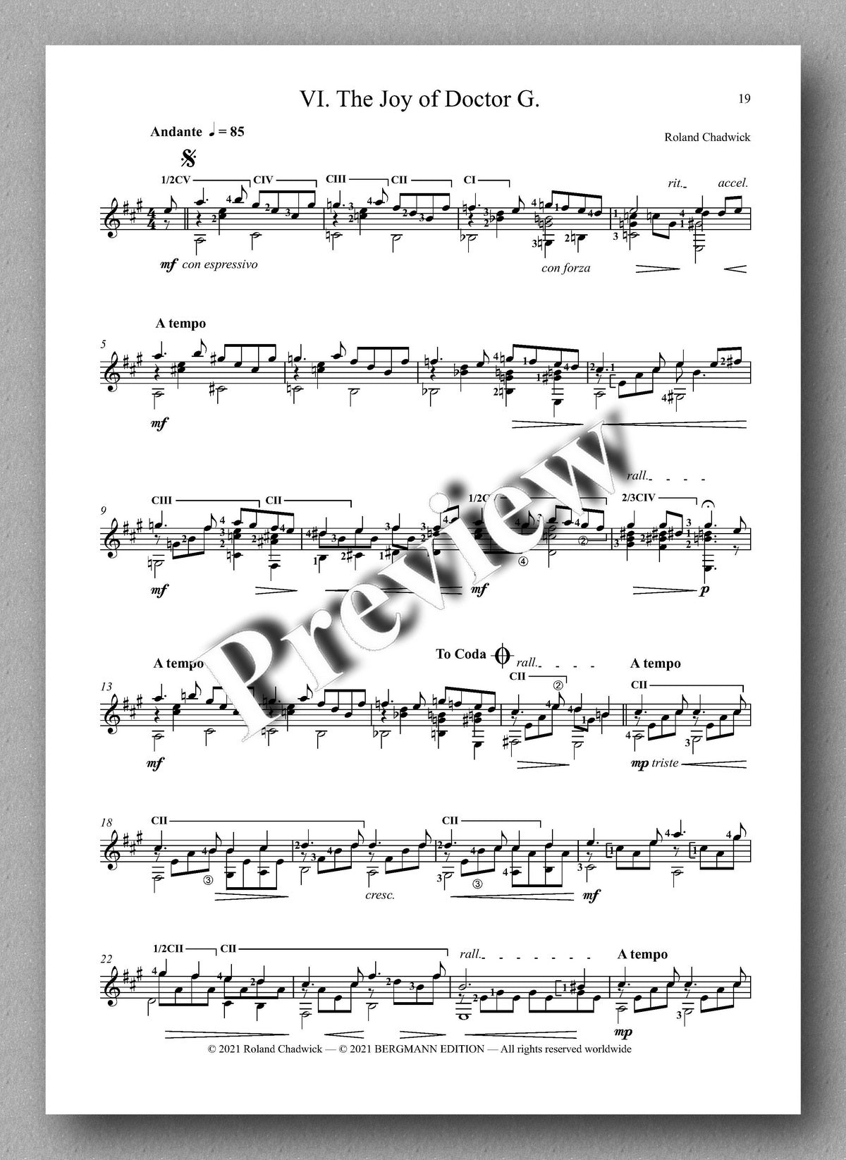 Chadwick, The Palm Court Romantics - music score 6