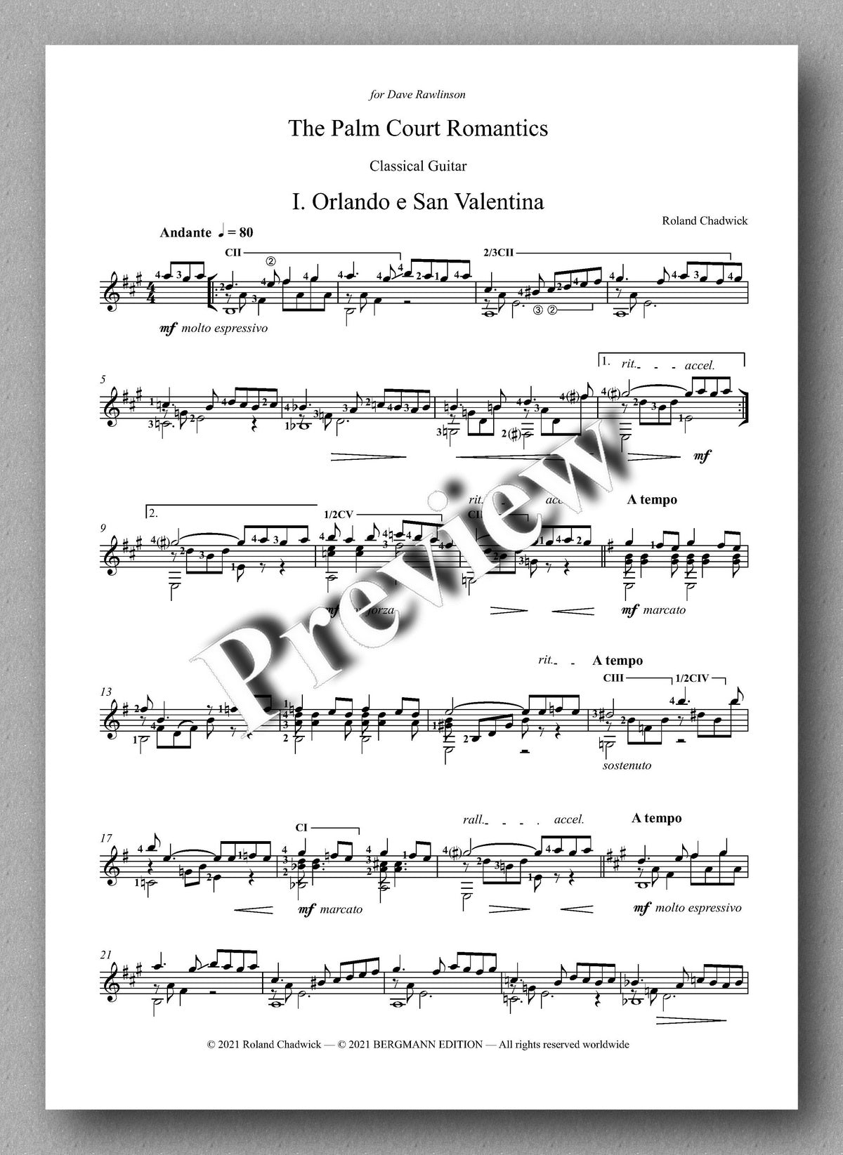 Chadwick, The Palm Court Romantics - music score 1