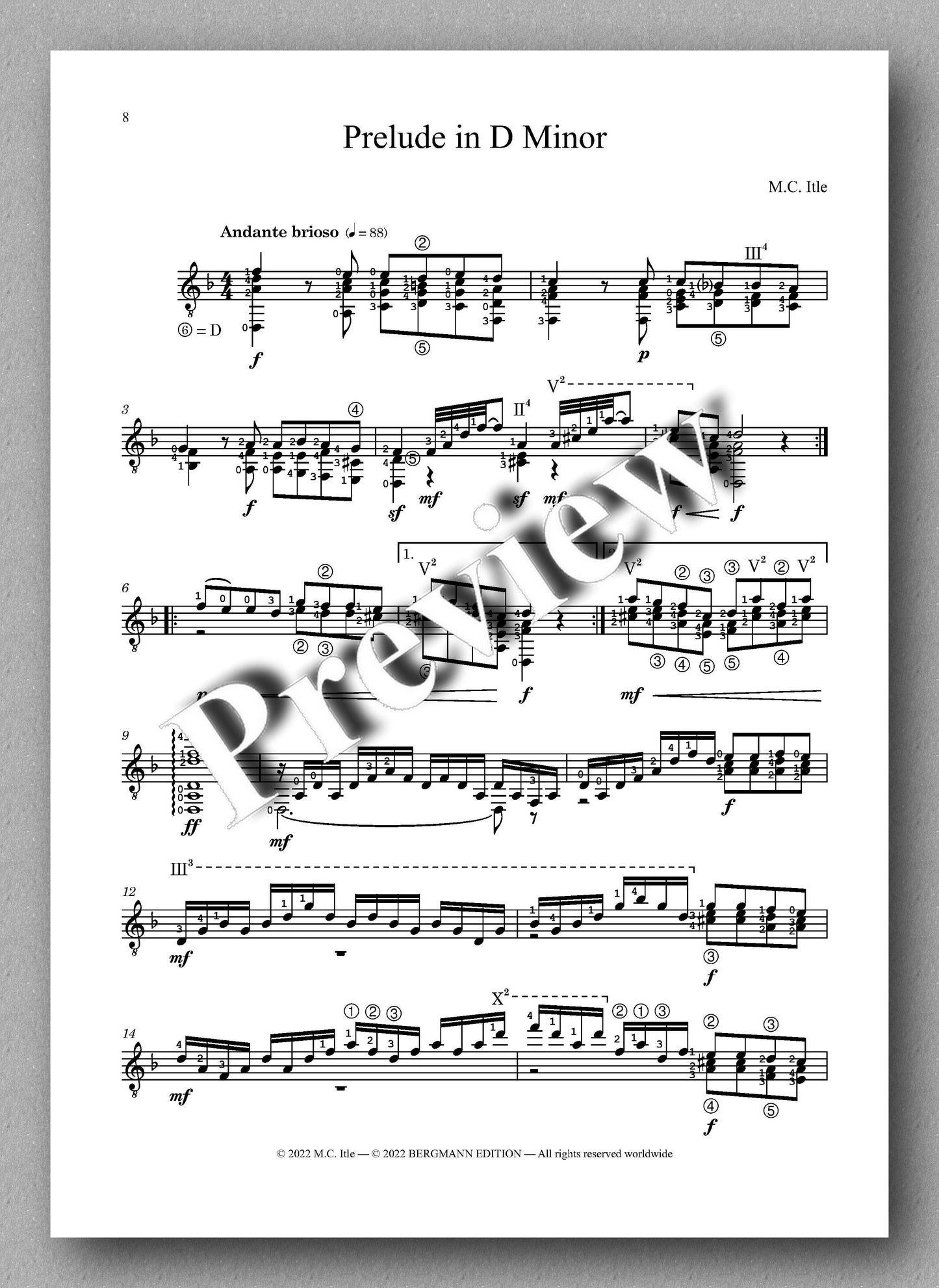 M. C. Itle, Three Preludes, preview of the third prelude