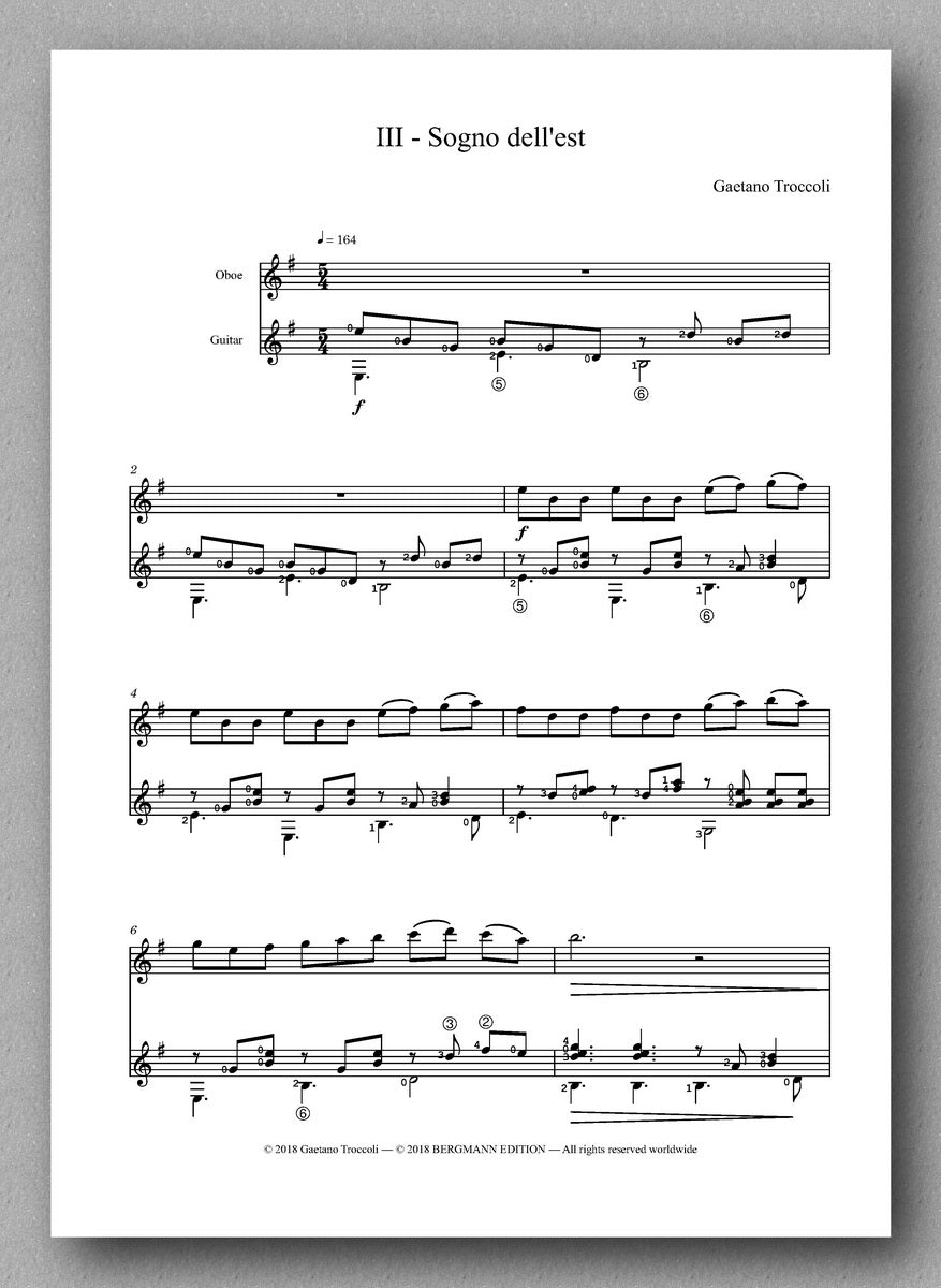 Trittico for oboe and guitar by Gaetano Troccoli - preview of the score 3