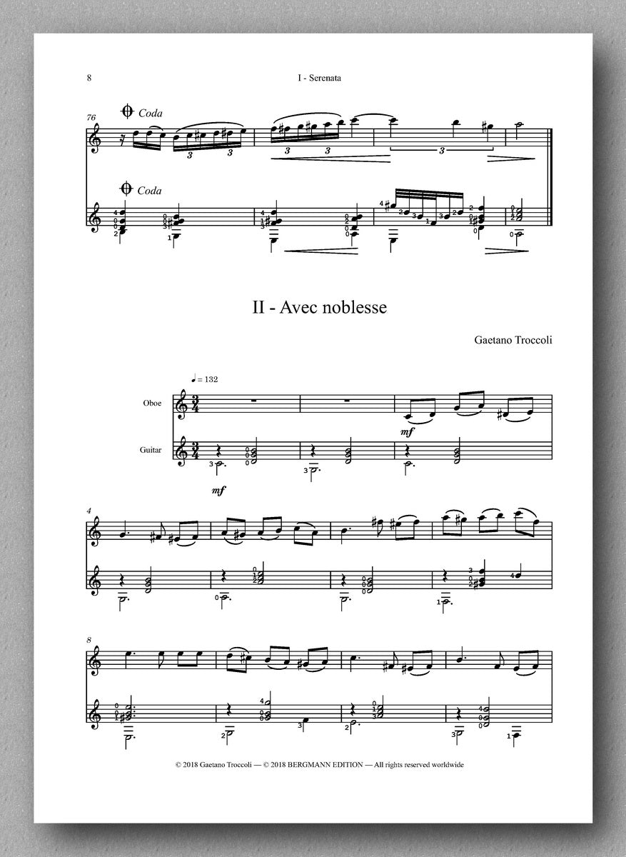 Trittico for oboe and guitar by Gaetano Troccoli - preview of the score 2