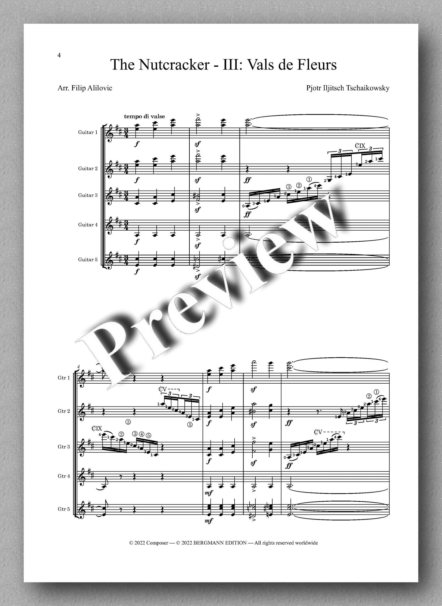 Pjotr Iljitsch Tschaikowsky,  Flower Waltz - music score 1