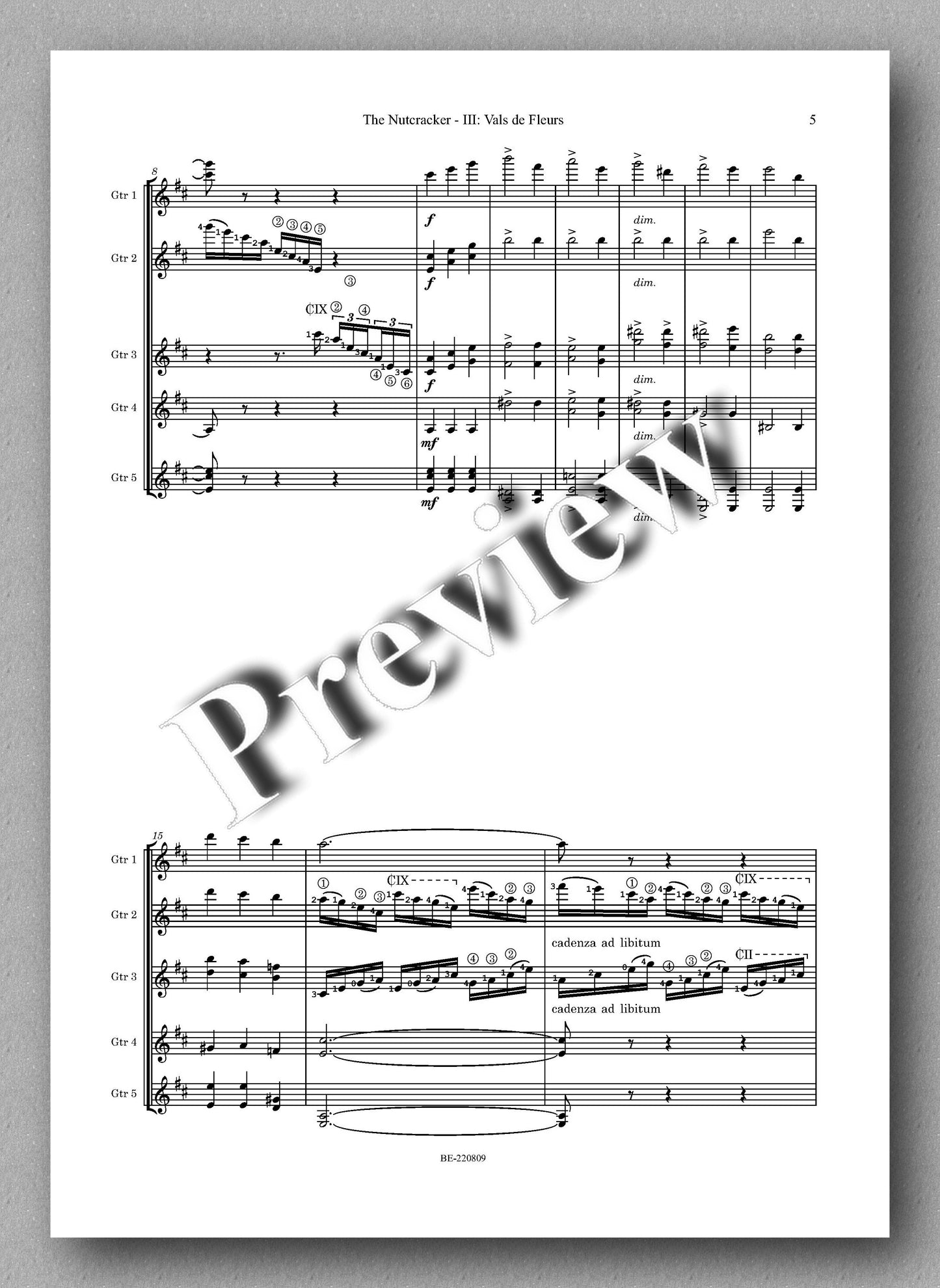 Pjotr Iljitsch Tschaikowsky,  Flower Waltz - music score 2