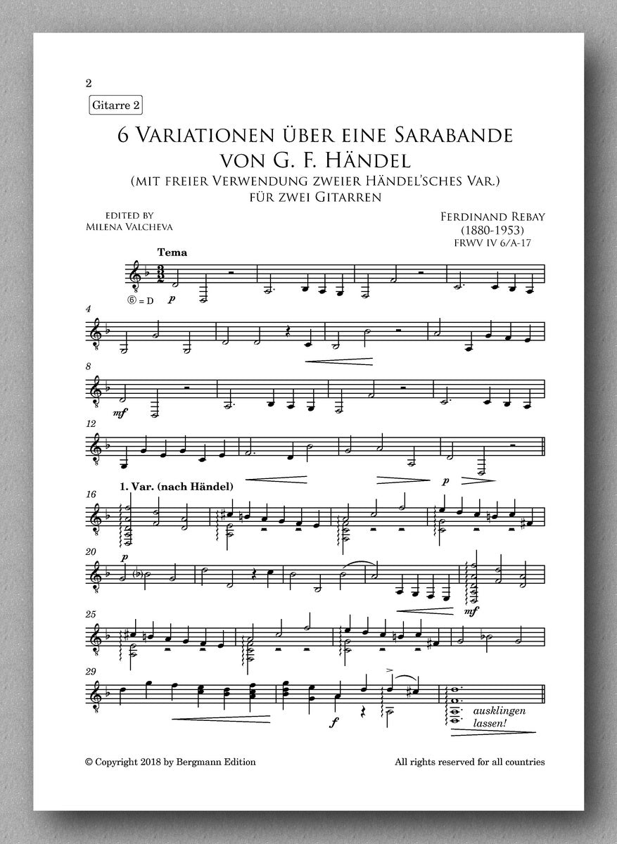 Rebay [083], Sechs Variationen über eine Sarabande von G. F. Händel - preview of the score 3