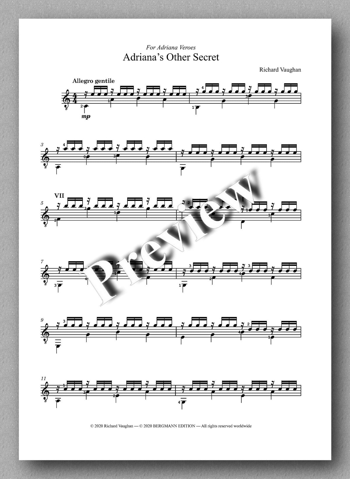 Adriana's Other Secret by Richard Vaughan - preview of the music score