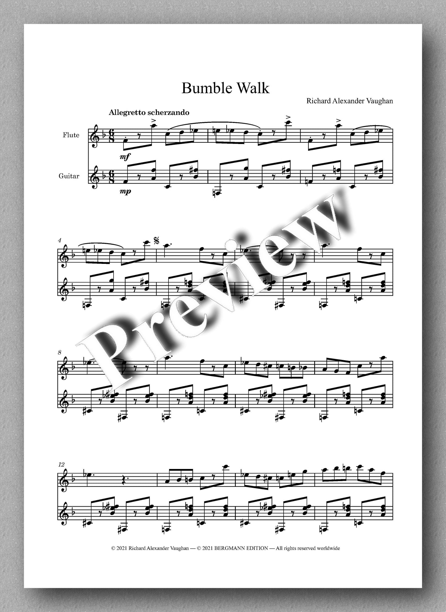 Vaughan, Bumble Walk - music score 1