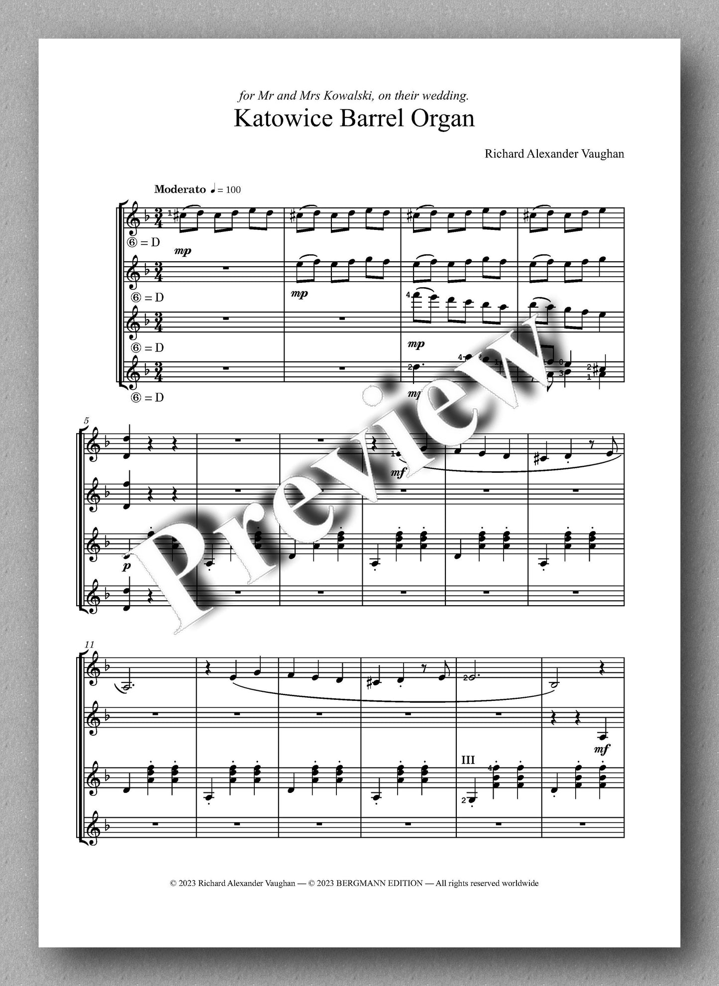 Katowice Barrel Organ by Richard Vaughan - preview of the music score 1