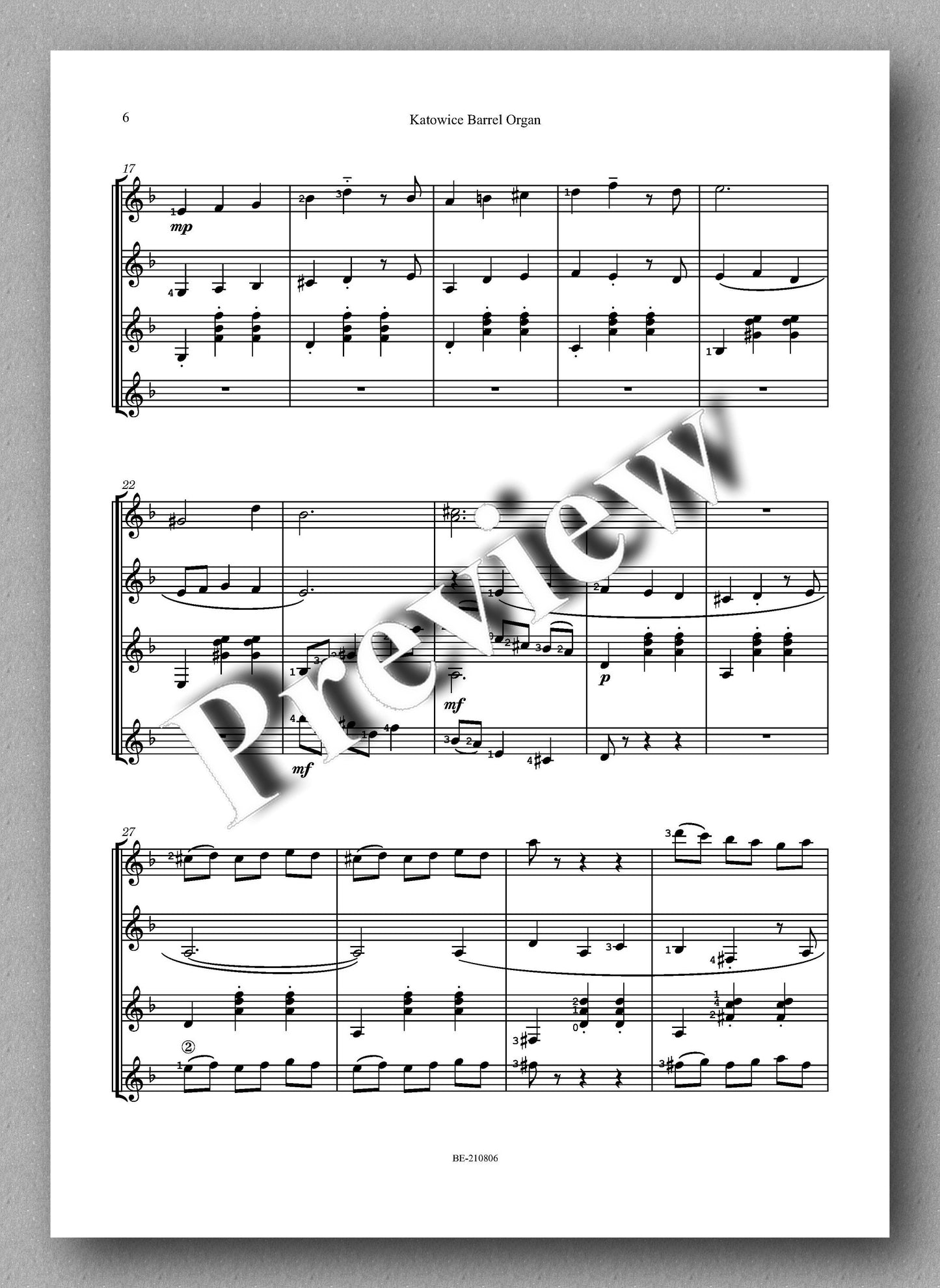 Katowice Barrel Organ by Richard Vaughan - preview of the music score 1Katowice Barrel Organ by Richard Vaughan - preview of the music score 2