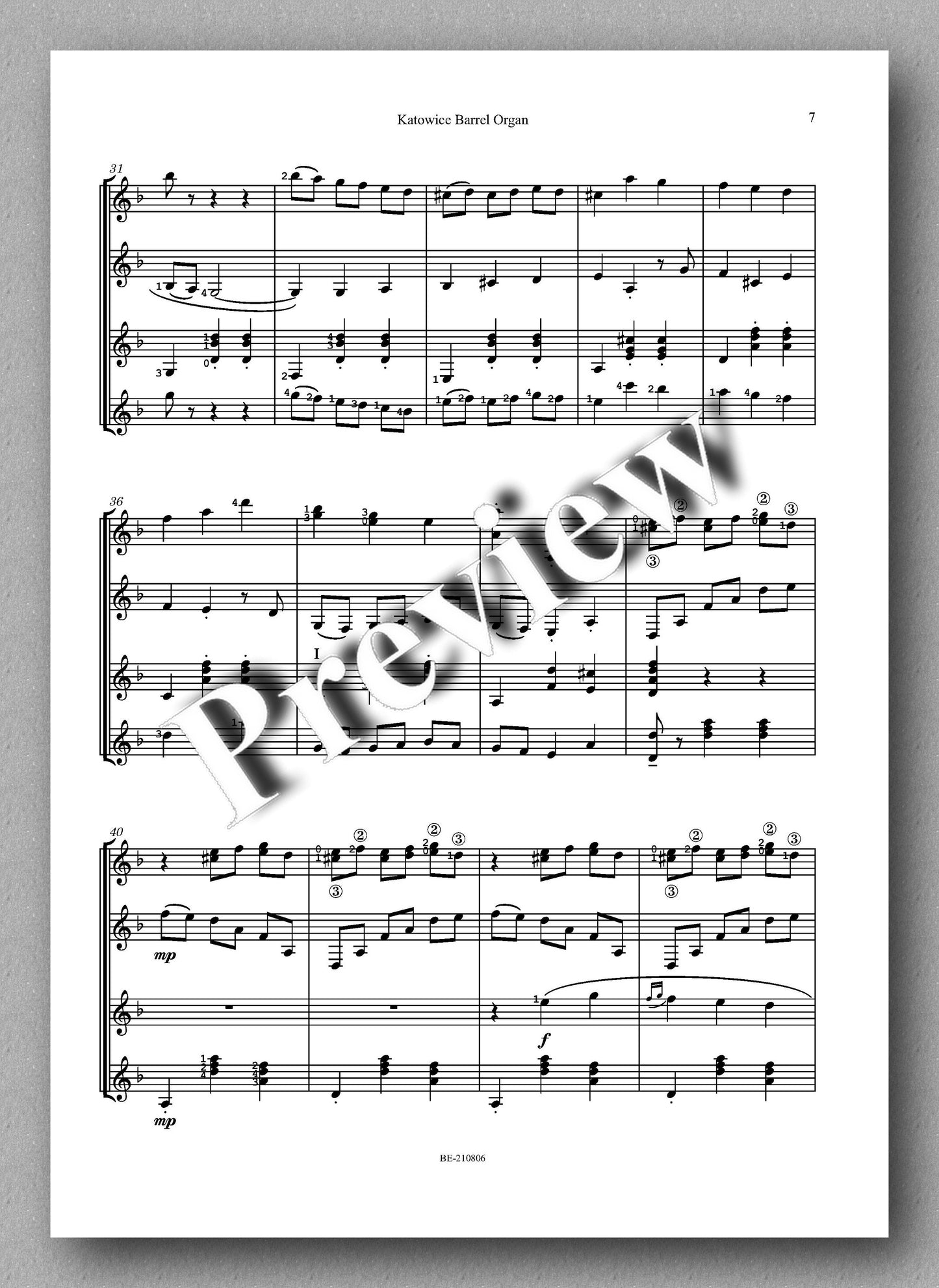 Katowice Barrel Organ by Richard Vaughan - preview of the music score 3