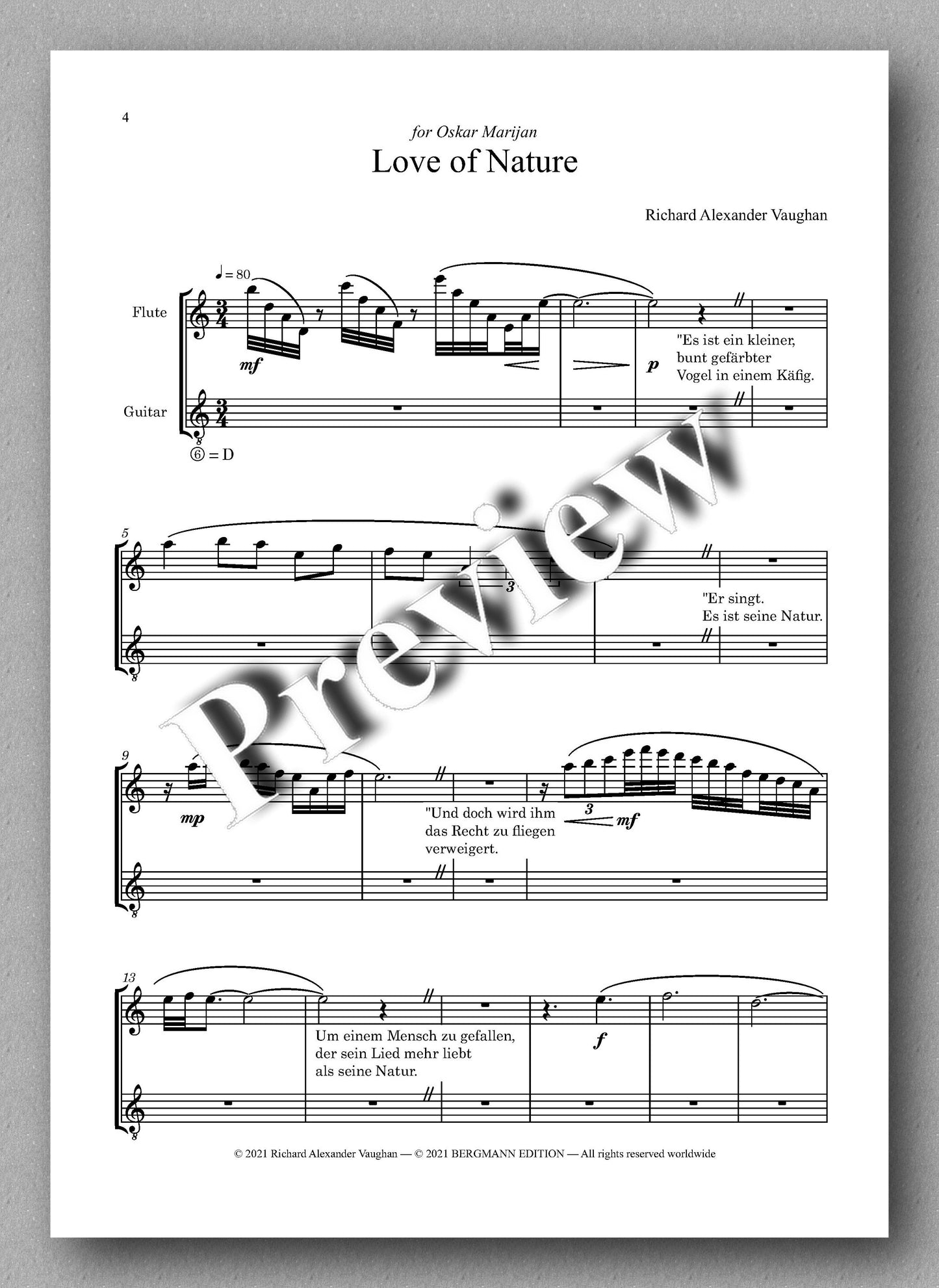 Love of Nature by Richard Alexander Vaughan - music score 1