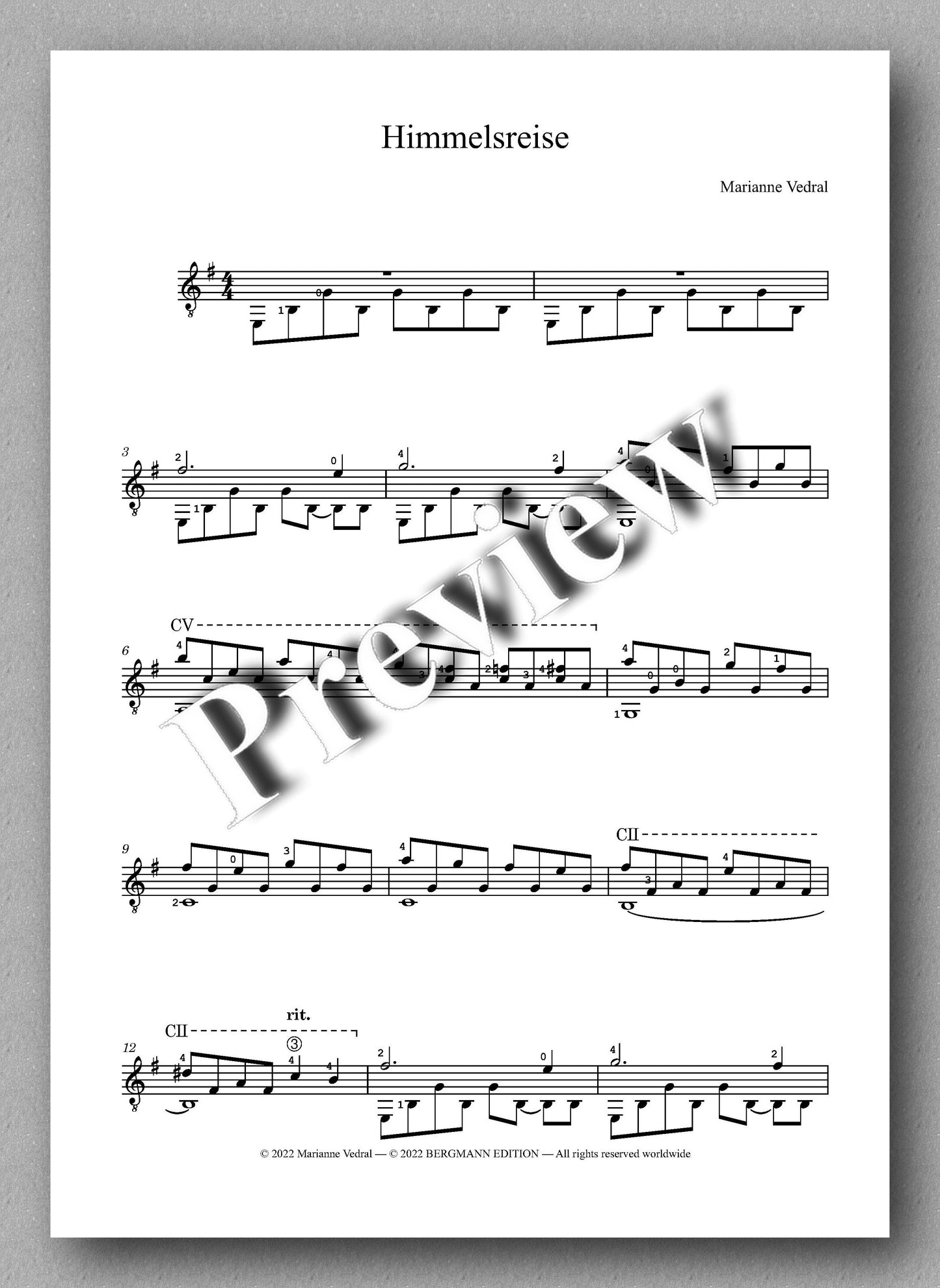 Himmelsreise by Marianne Vedral - preview of the music score