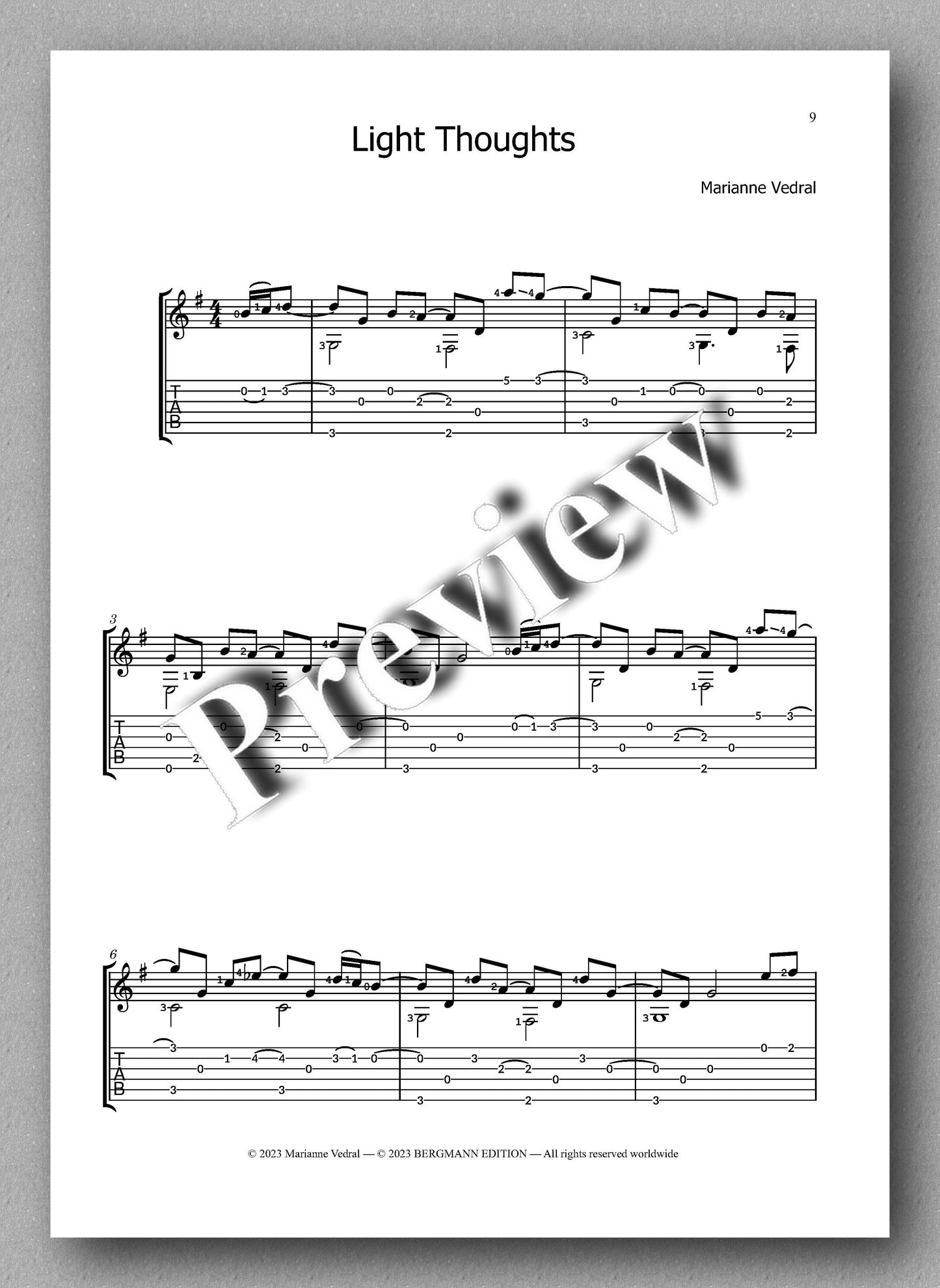 Welcome Spring (Score incl. TAB) by Marianne Vedral - preview of the music score 2