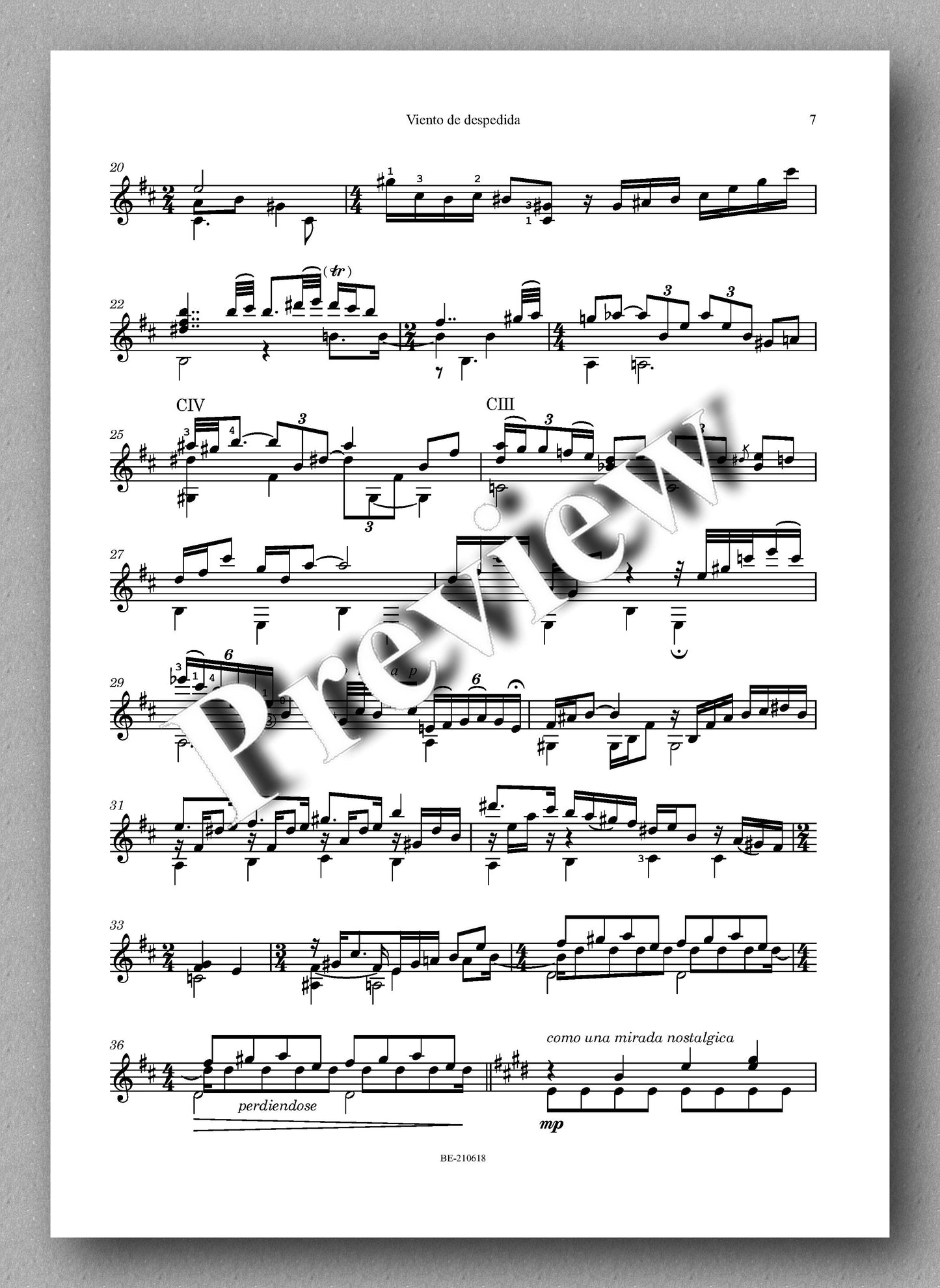 Erena, Viento de despedida - music score 2