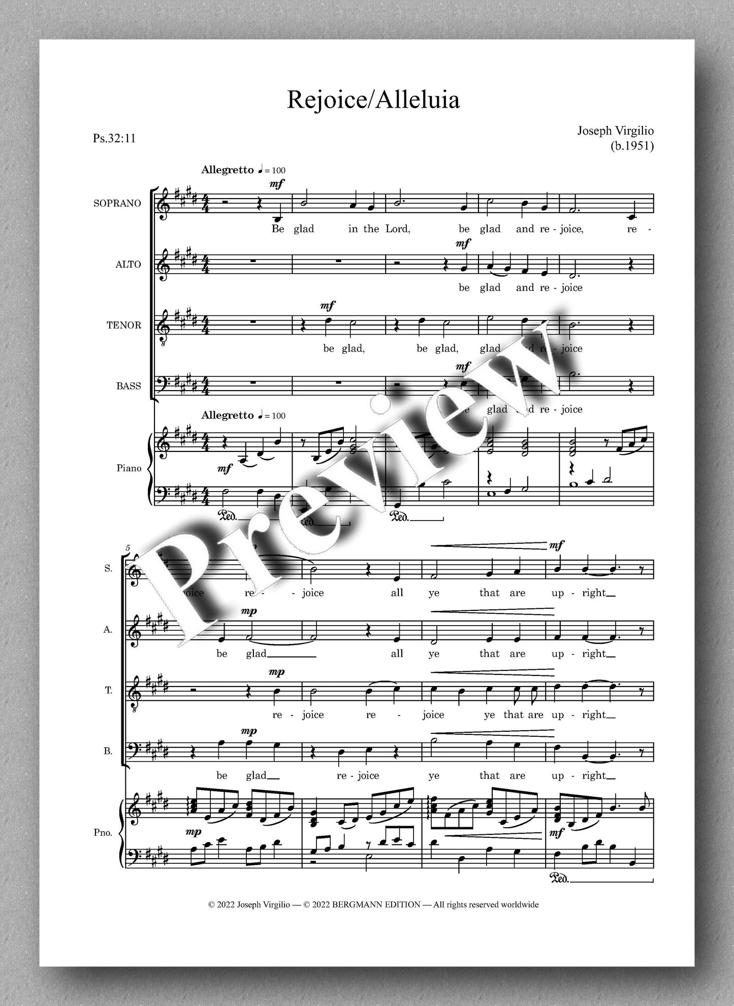 Virgilio, Rejoice/Alleluia - music score 1