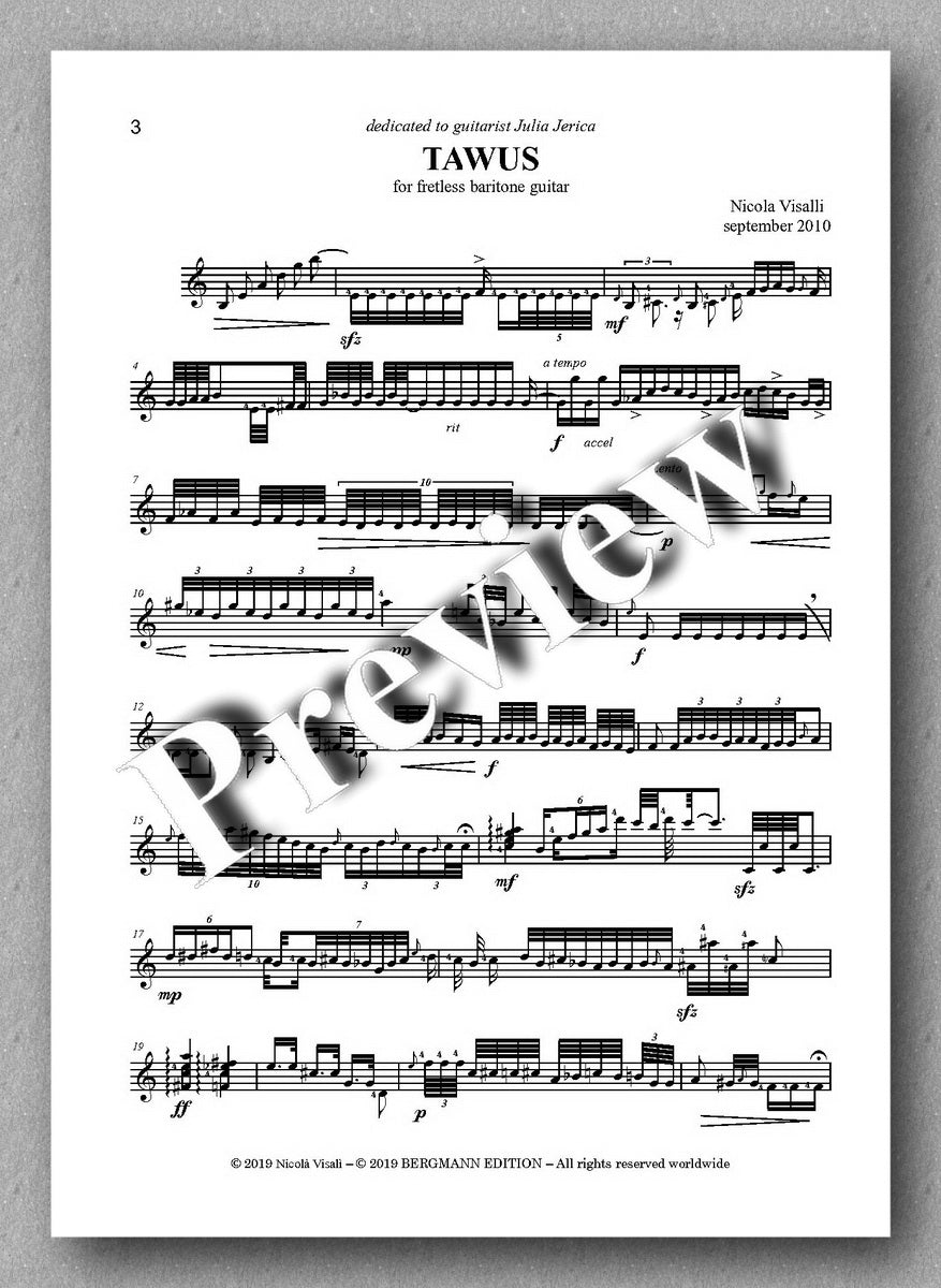 Nicolà Visali, TAWOS - preview of the music score