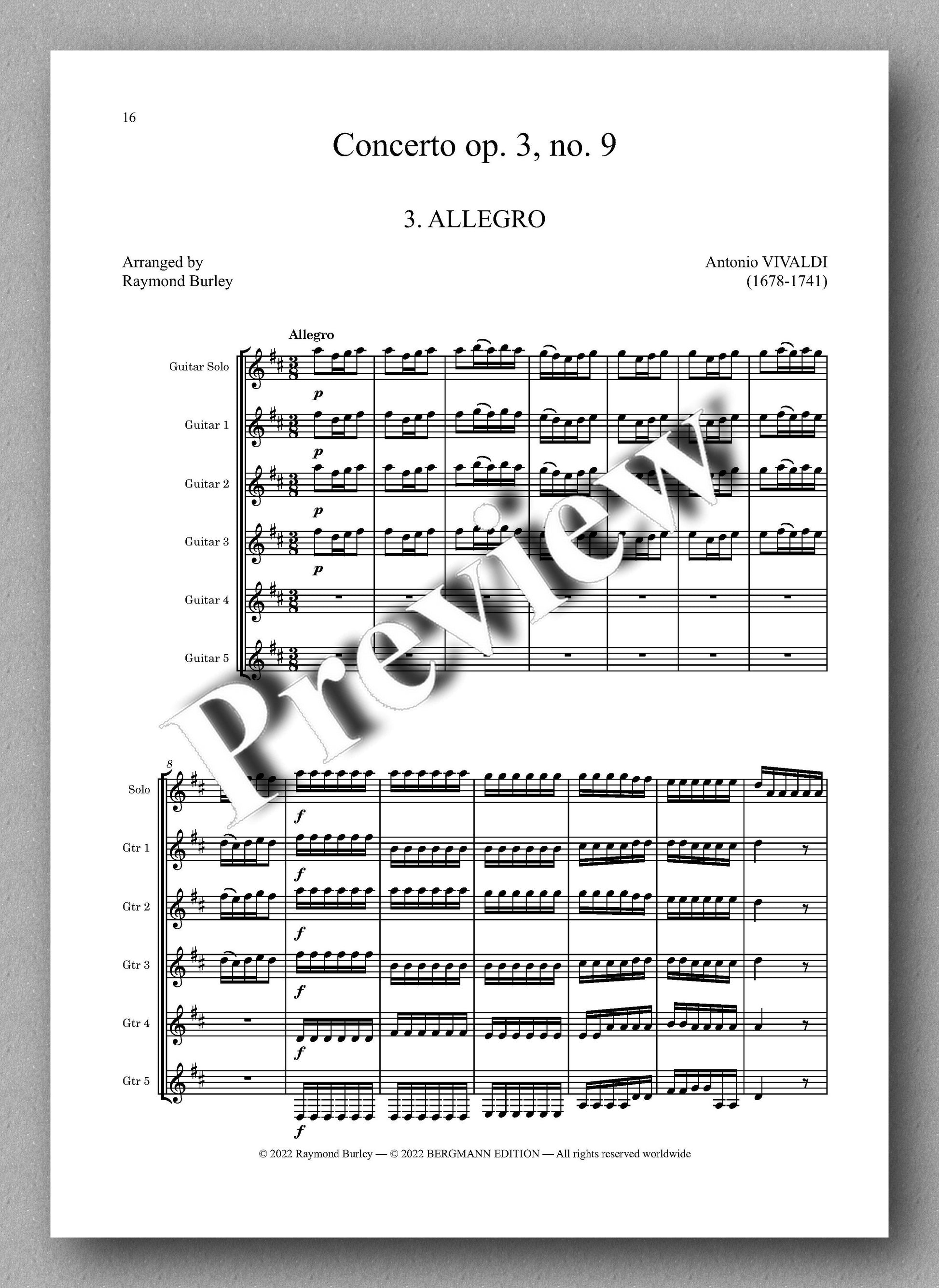 Vivaldi-Burley, Concerto op. 3, no. 9 - music score 3