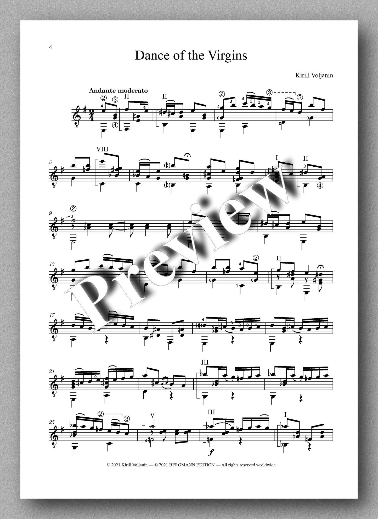 Voljanin, Dance of the Virgins - music score 1