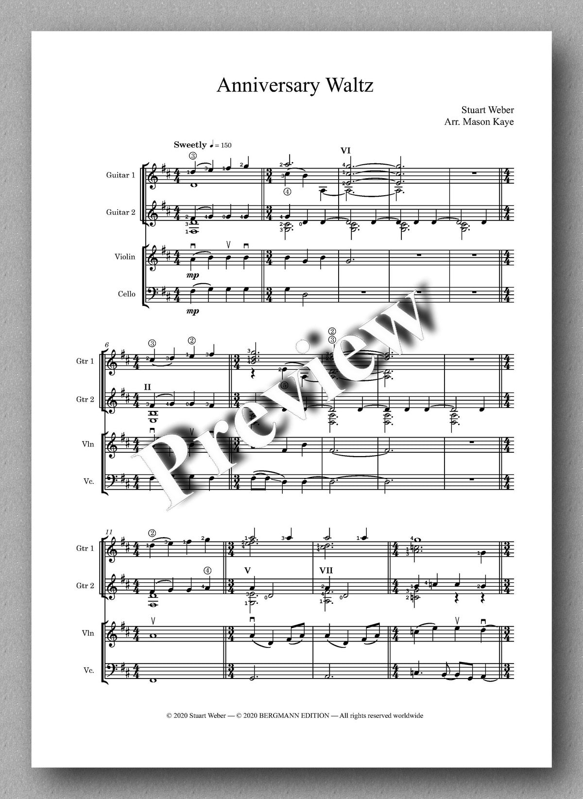 Weber, Anniversary Waltz - preview of the music score 1