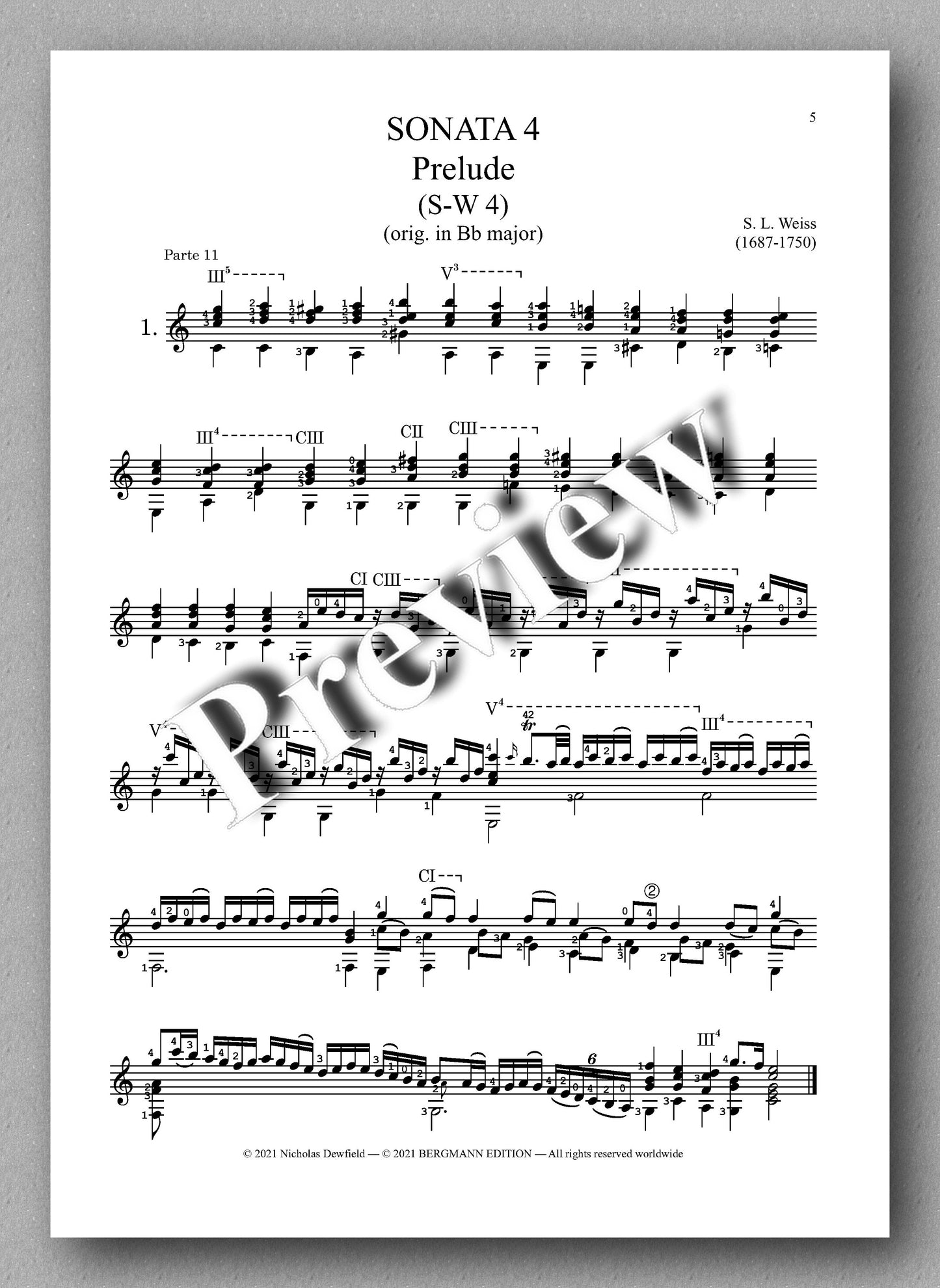 Weiss-Dewfield, Sonata No. 4 - music score 1