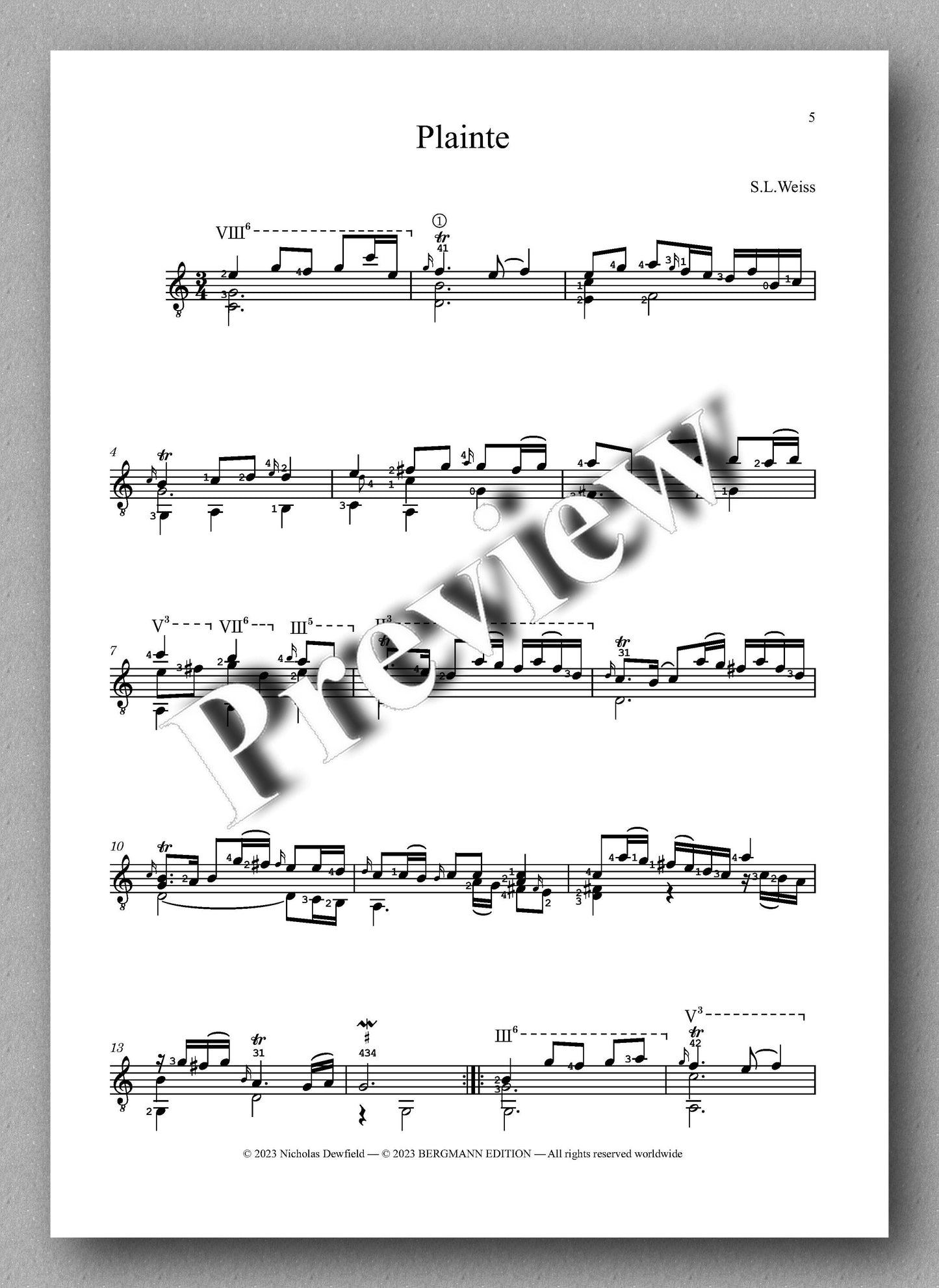Sylvius Leopold Weiss, Sonata No. 15 - preview of the music score 1
