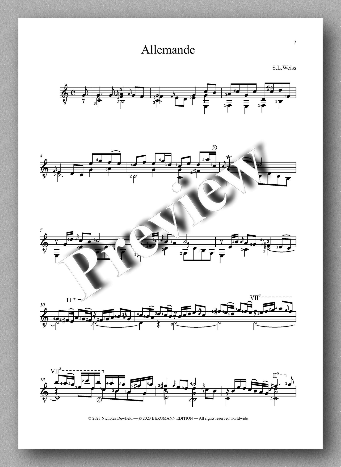 Sylvius Leopold Weiss, Sonata No. 15 - preview of the music score 2