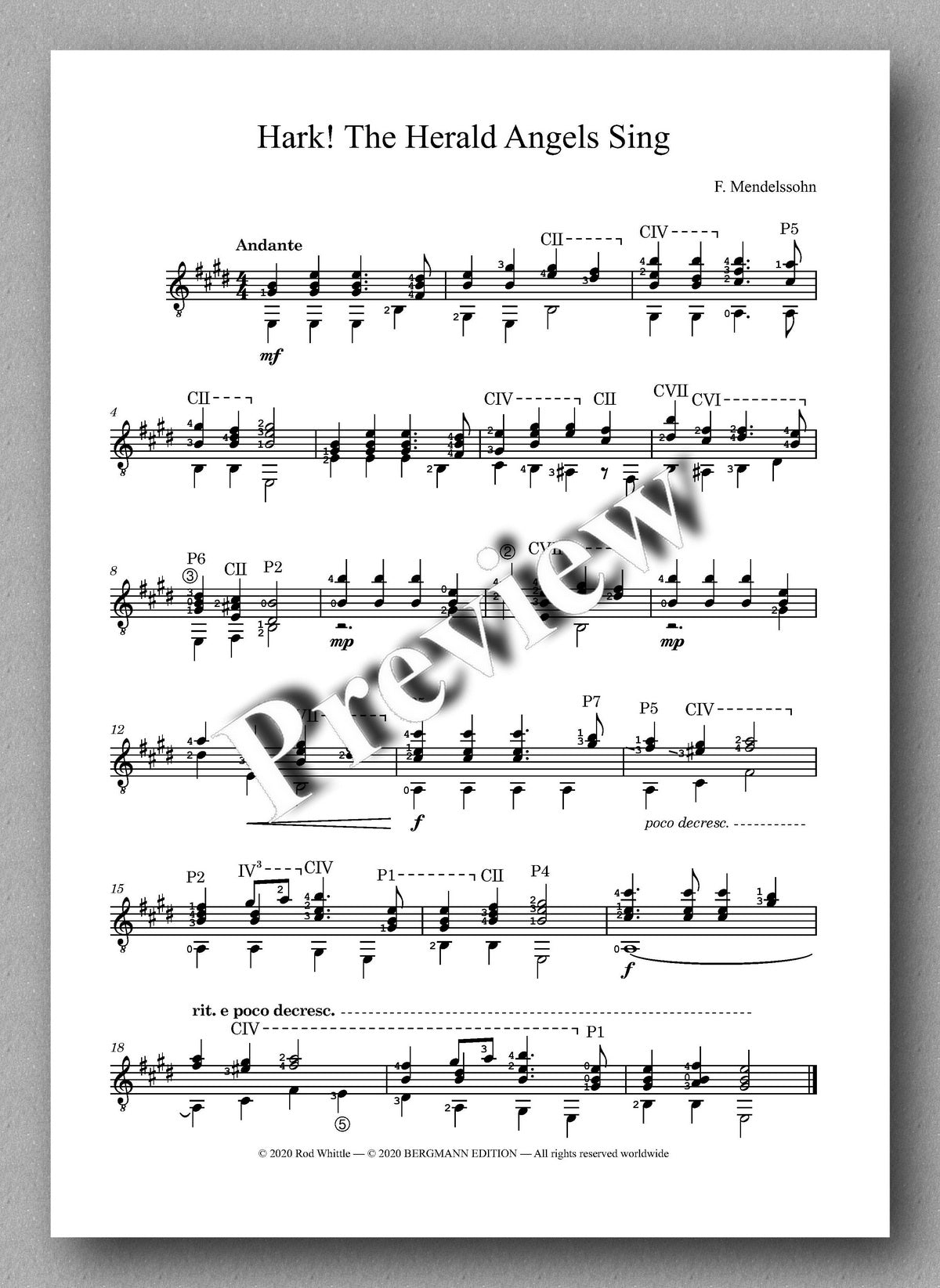 Whittlw, Christmas Carols - preview of the music score 1