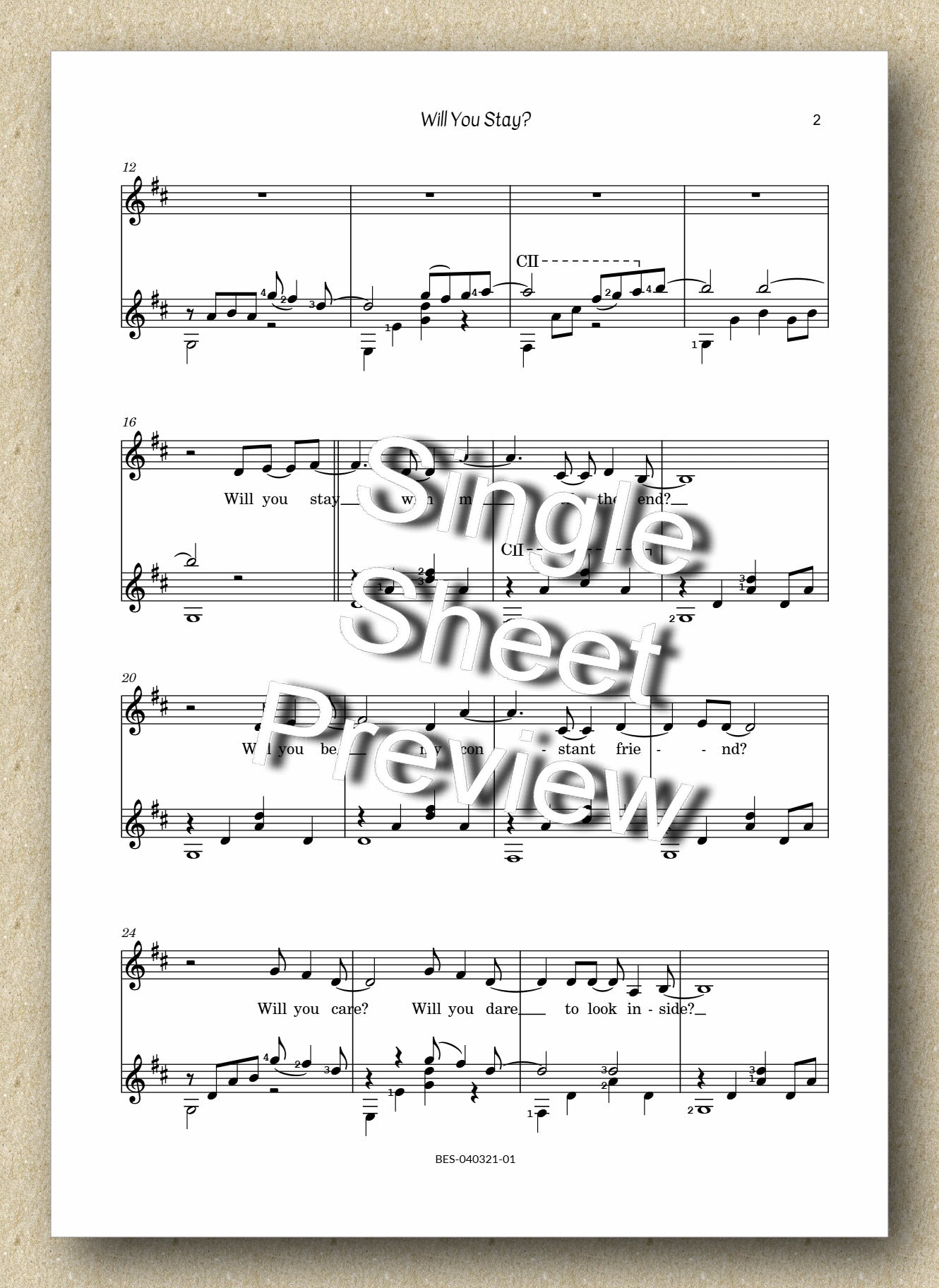 Mair, Will You Stay? (Song for voice and guitar)