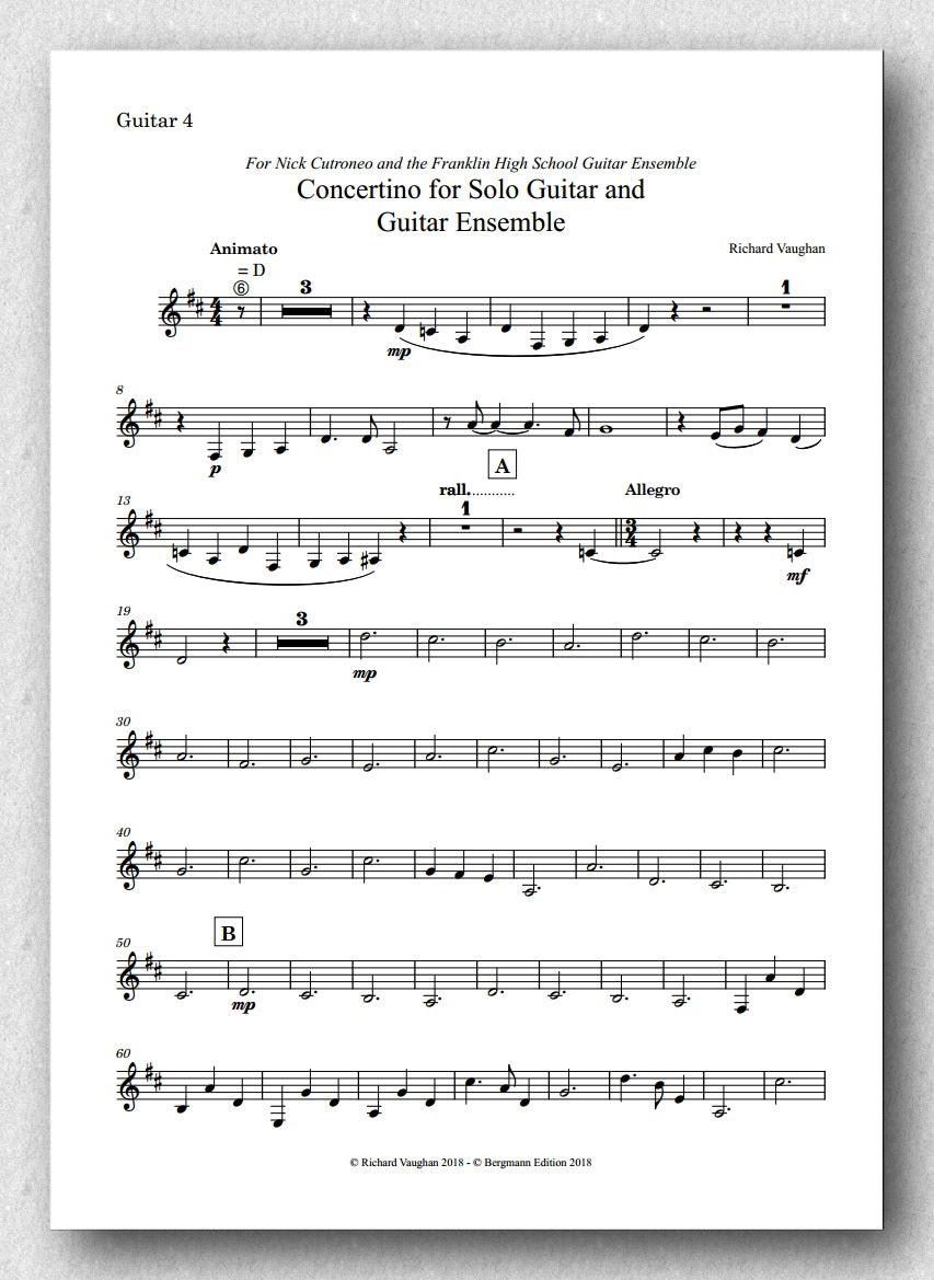 Vaughan, Concertino for Solo Guitar and Guitar Ensemble